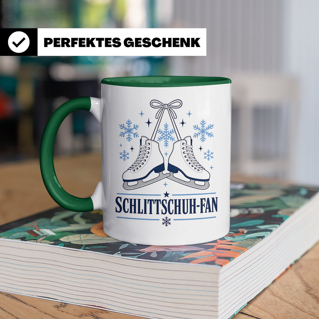 Schlittschuh Tasse Schlittschuh-Fan - Geschenk für Eisläufer – Grün [farbe:grün]