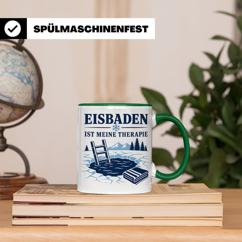 Eisbaden Tasse Eisbaden ist meine Therapie - Geschenk für Ei – Grün [farbe:grün]