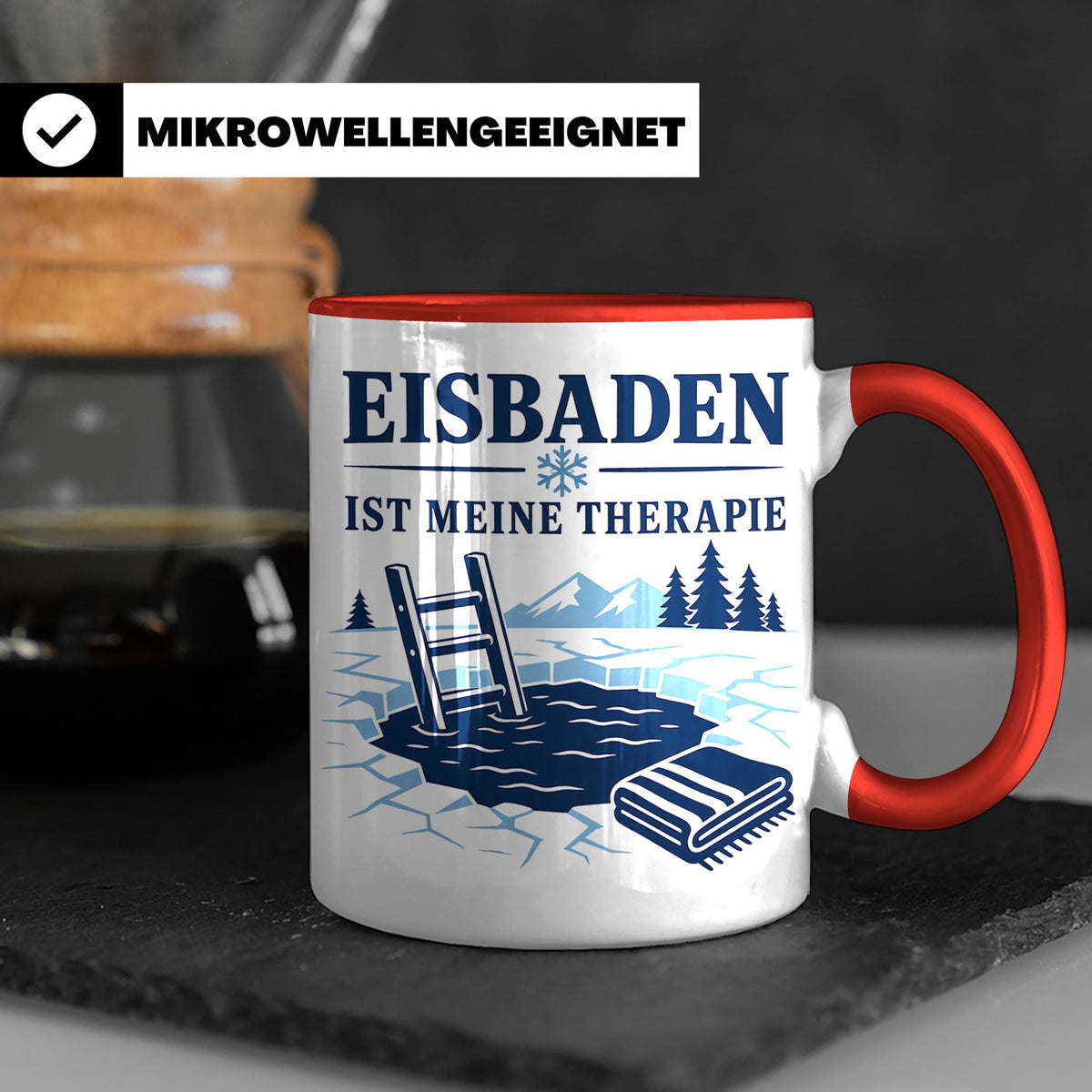 Eisbaden Tasse Eisbaden ist meine Therapie - Geschenk für Ei – Rot [farbe:rot]