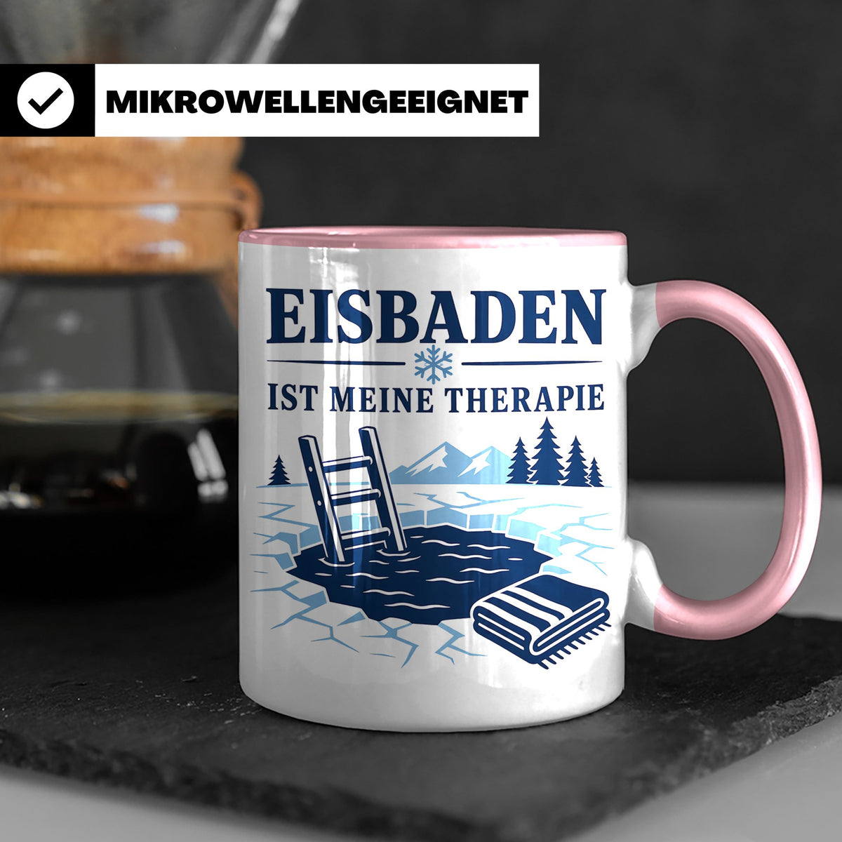 Eisbaden Tasse Eisbaden ist meine Therapie - Geschenk für Ei – Rosa [farbe:rosa]
