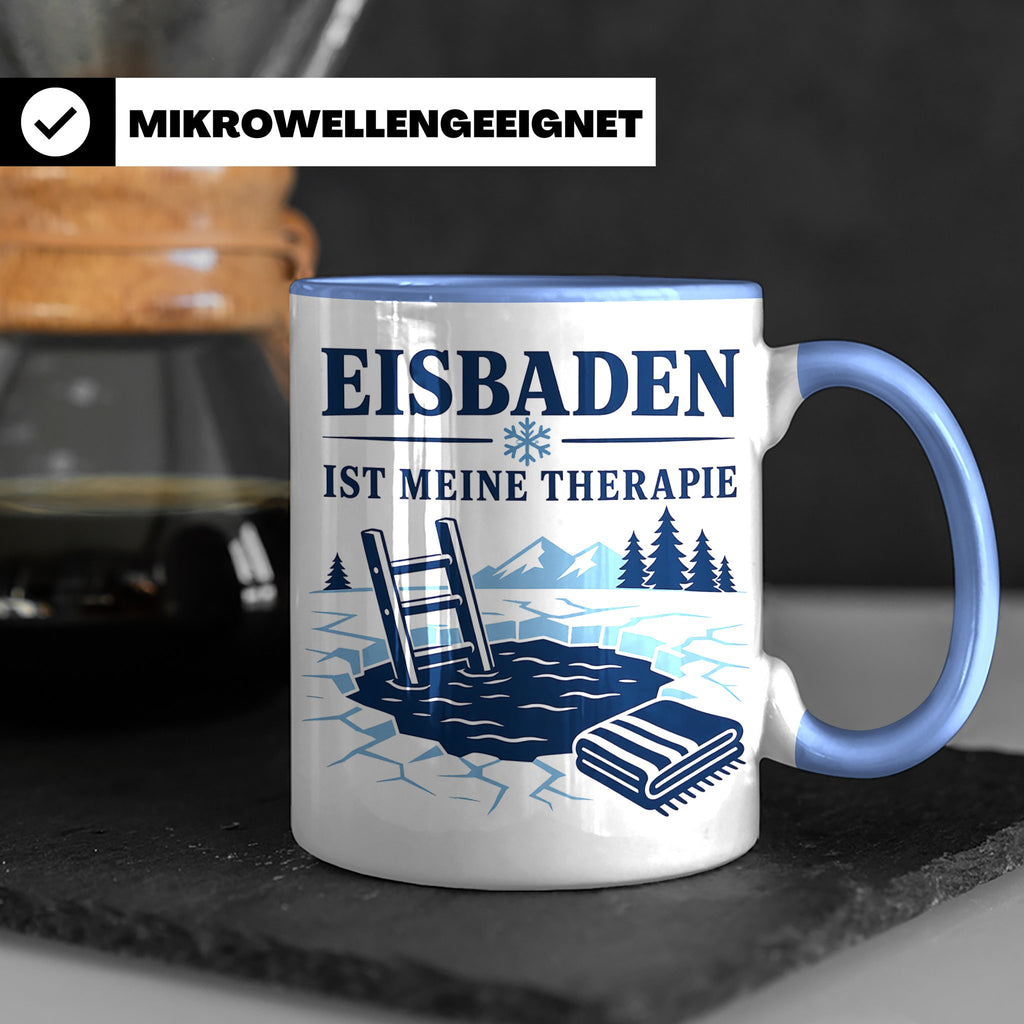 Eisbaden Tasse Eisbaden ist meine Therapie - Geschenk für Ei – Blau [farbe:blau]