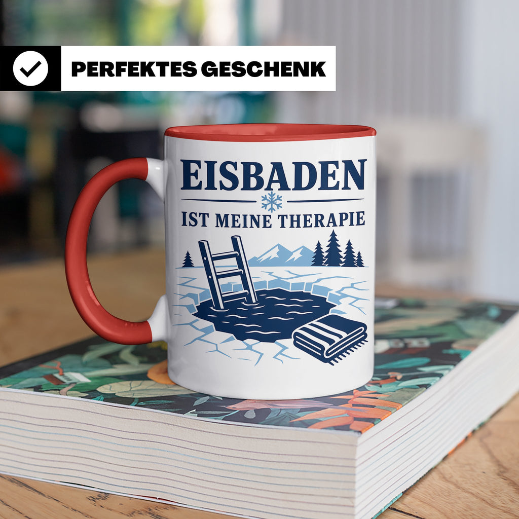 Eisbaden Tasse Eisbaden ist meine Therapie - Geschenk für Ei – Rot [farbe:rot]