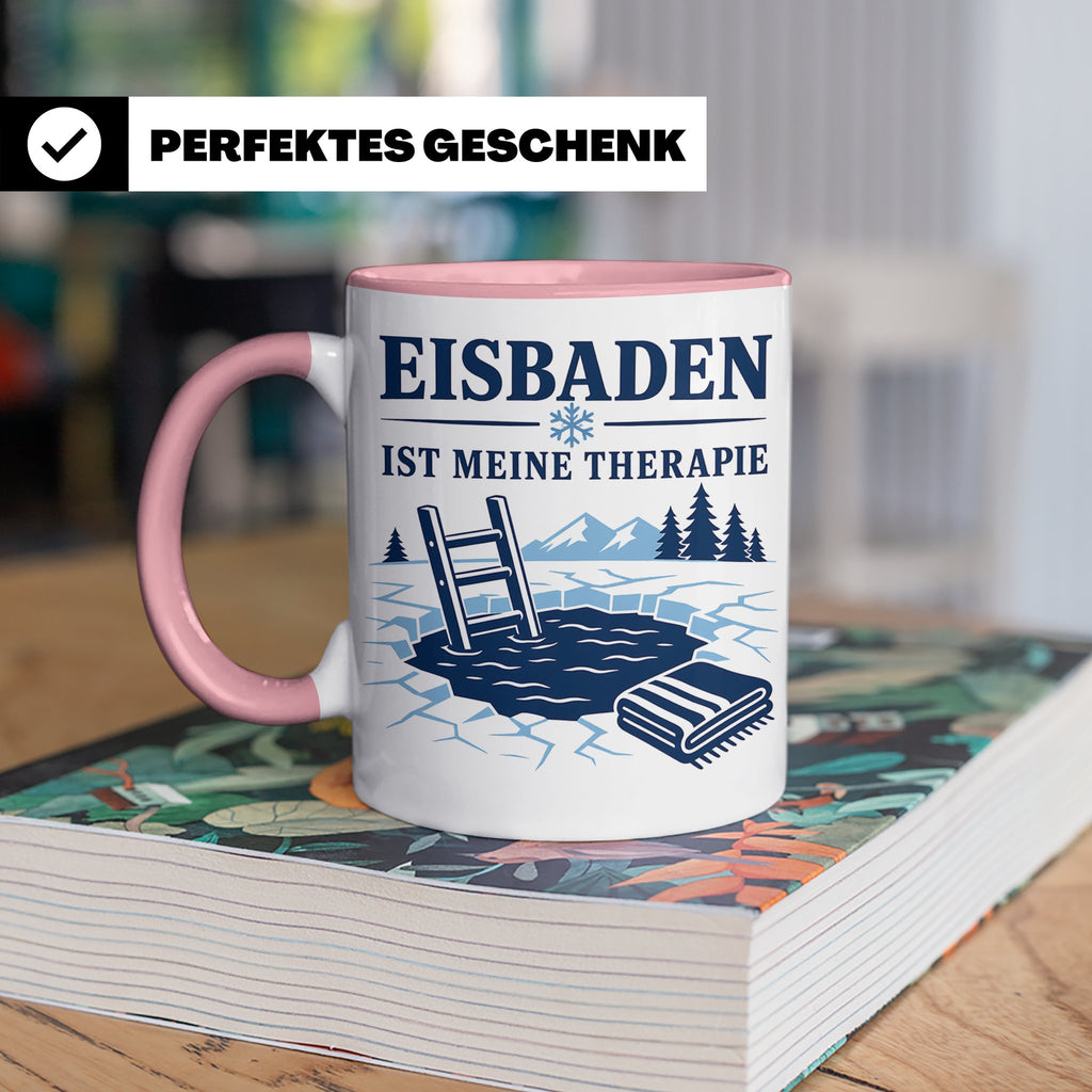 Eisbaden Tasse Eisbaden ist meine Therapie - Geschenk für Ei – Rosa [farbe:rosa]
