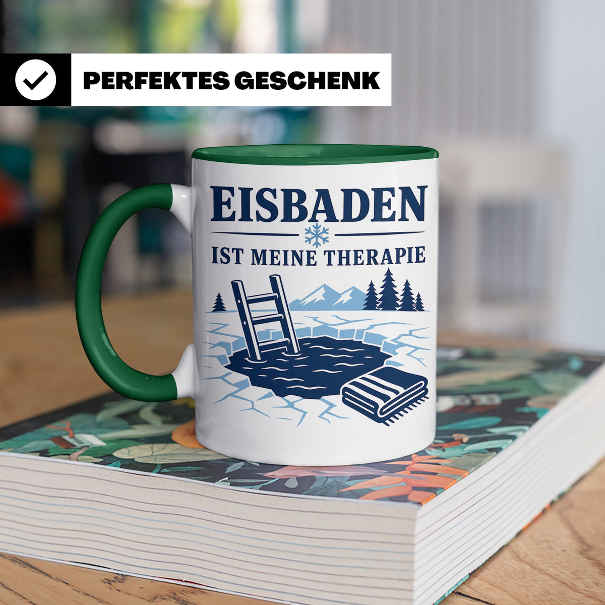 Eisbaden Tasse Eisbaden ist meine Therapie - Geschenk für Ei – Grün [farbe:grün]