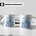 Eisbaden Tasse Je kälter desto besser - Geschenk für Eisbade – Weiß [farbe:weiß]