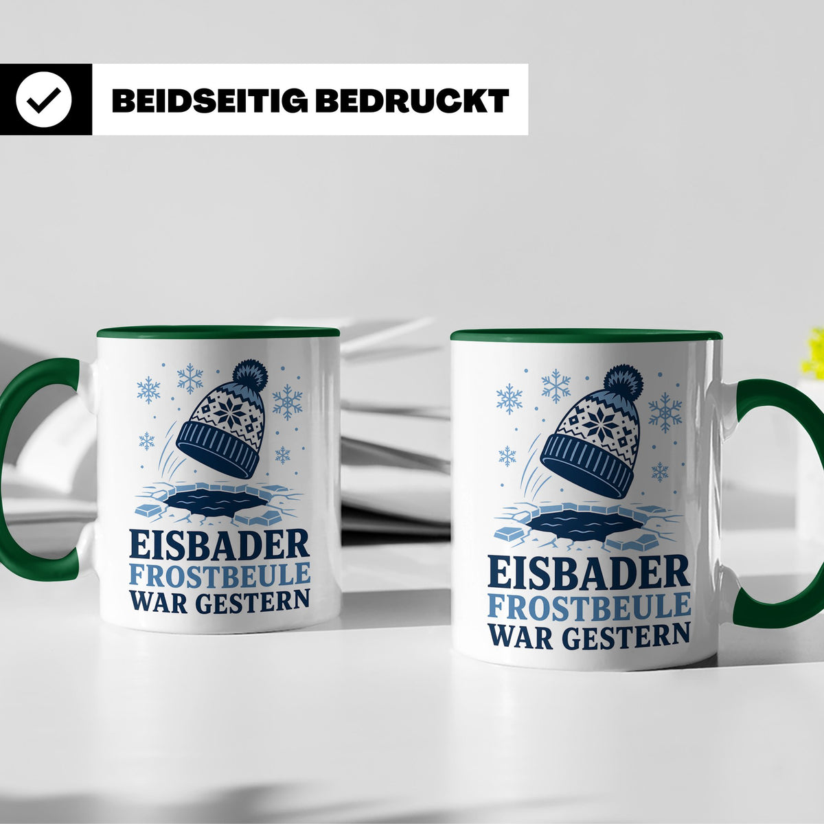 Eisbader Tasse Frostbeule war gestern - Geschenk für Eisbade – Grün [farbe:grün]