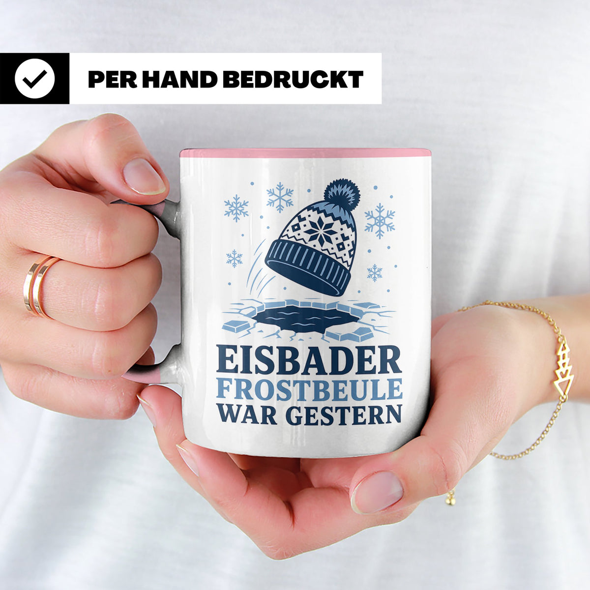 Eisbader Tasse Frostbeule war gestern - Geschenk für Eisbade – Rosa [farbe:rosa]