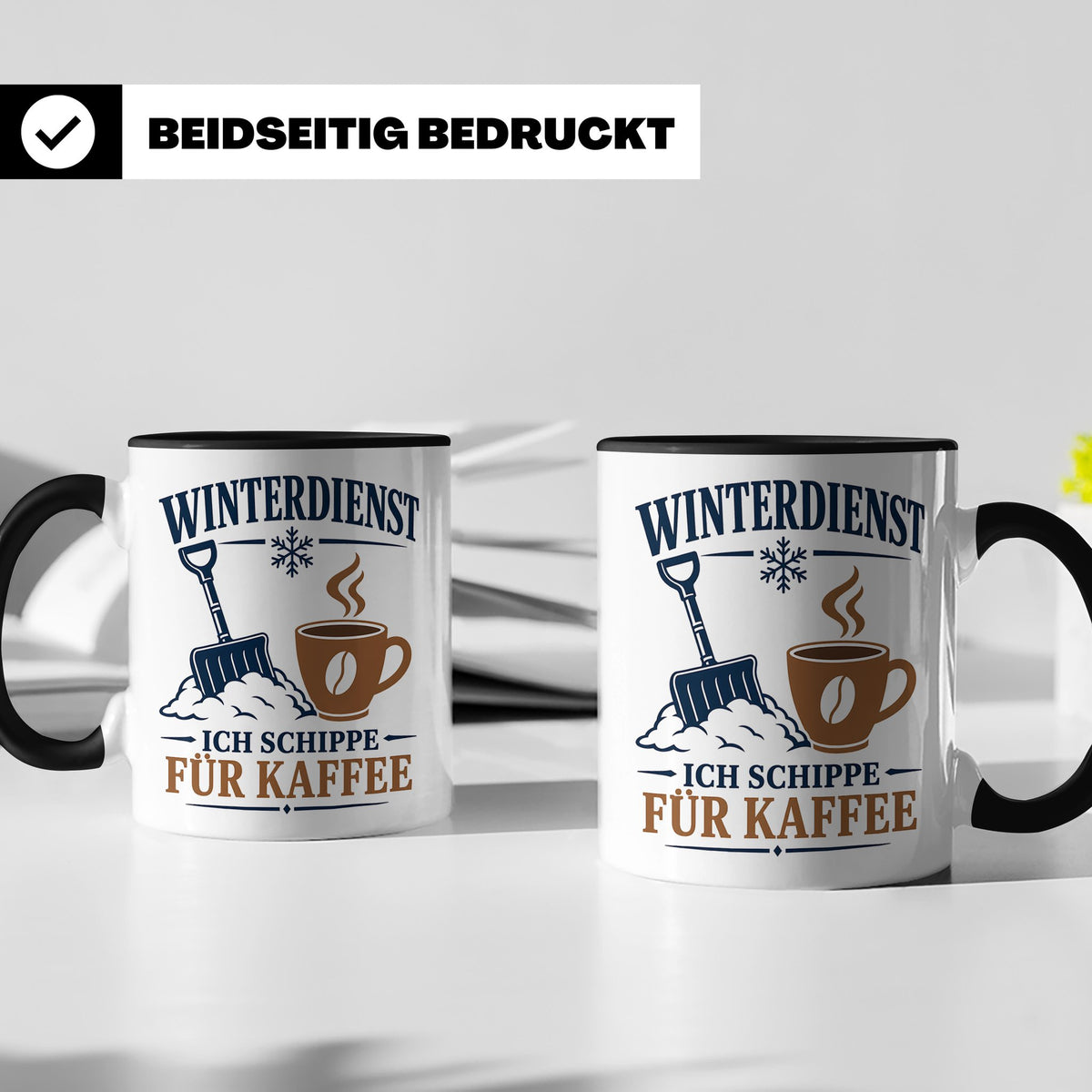 Winterdienst Tasse Ich schippe für Kaffee - Lustiges Geschen – Schwarz [farbe:schwarz]