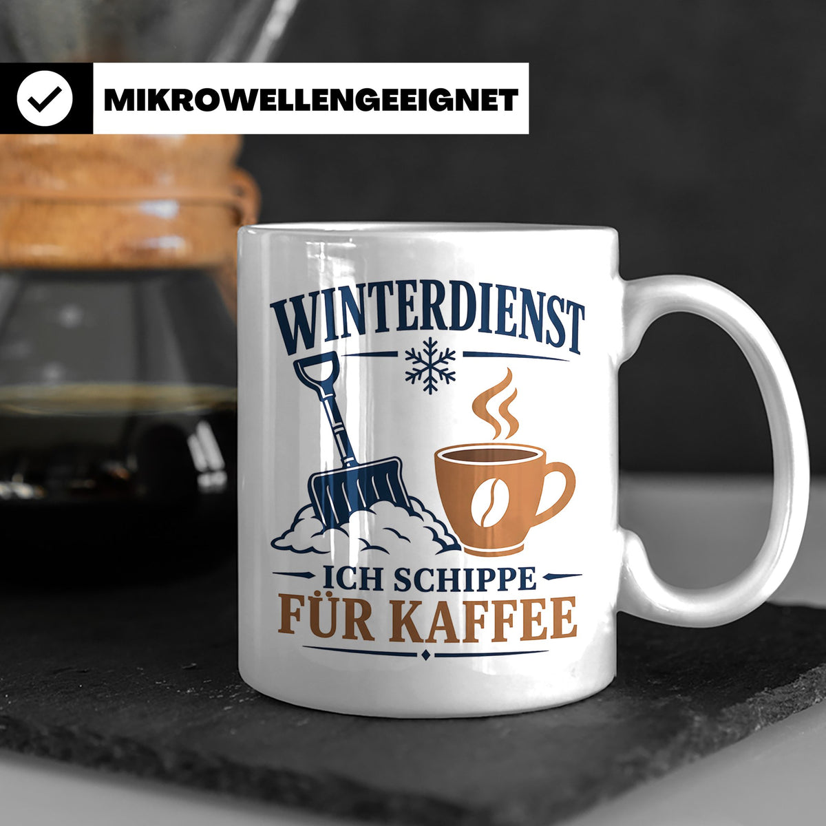 Winterdienst Tasse Ich schippe für Kaffee - Lustiges Geschen – Weiß [farbe:weiß]