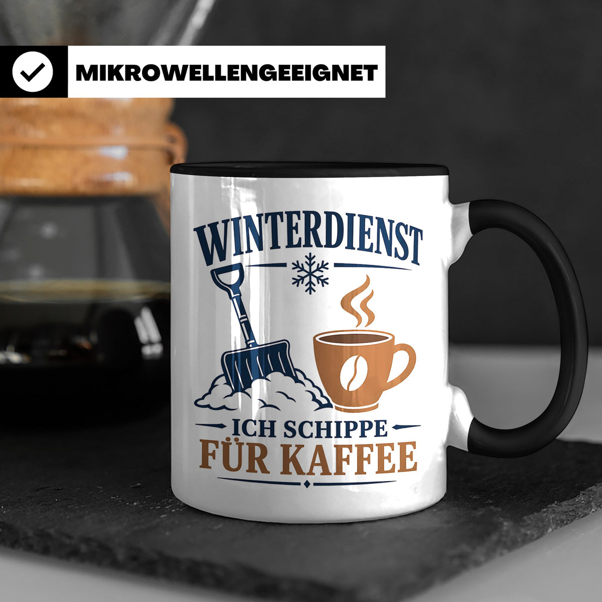 Winterdienst Tasse Ich schippe für Kaffee - Lustiges Geschen – Schwarz [farbe:schwarz]