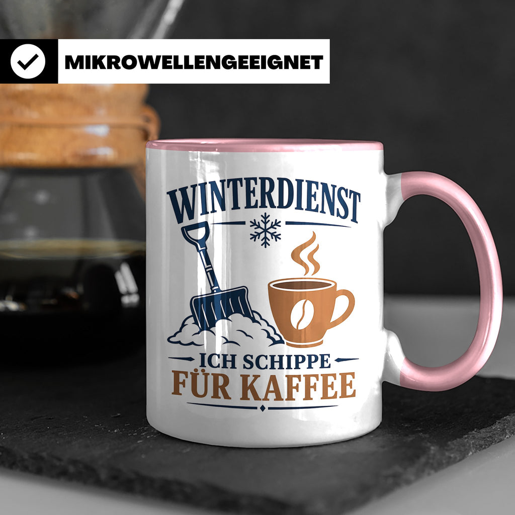 Winterdienst Tasse Ich schippe für Kaffee - Lustiges Geschen – Rosa [farbe:rosa]