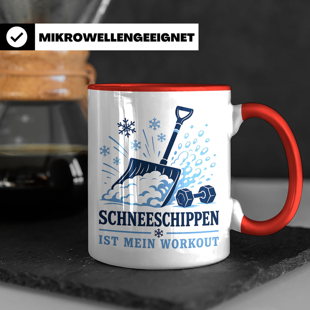 Schneeschippen Tasse ist mein Workout - Lustiges Geschenk fü – Rot [farbe:rot]