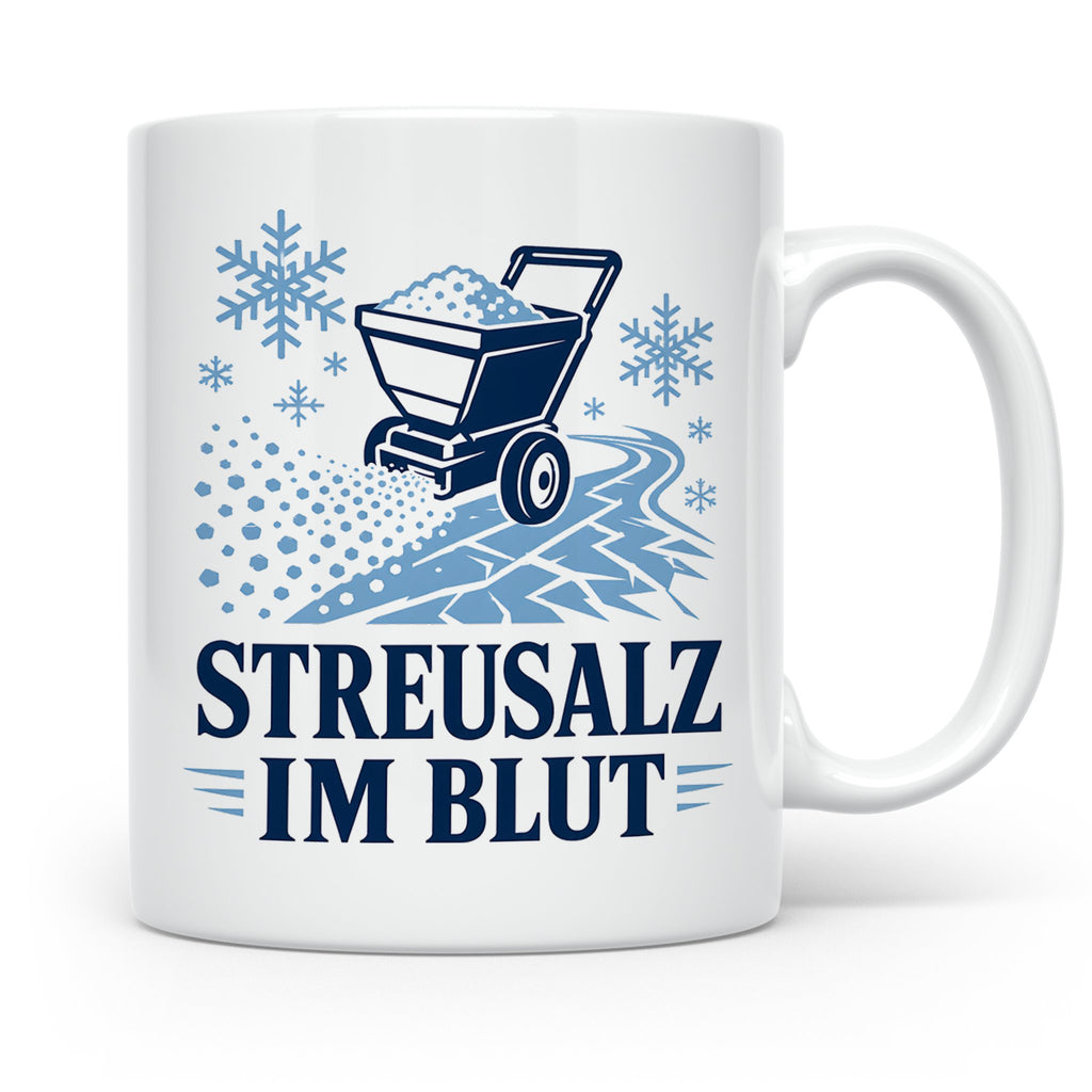 Winterdienst Tasse Streusalz im Blut - Lustiges Geschenk für – Weiß [farbe:weiß]