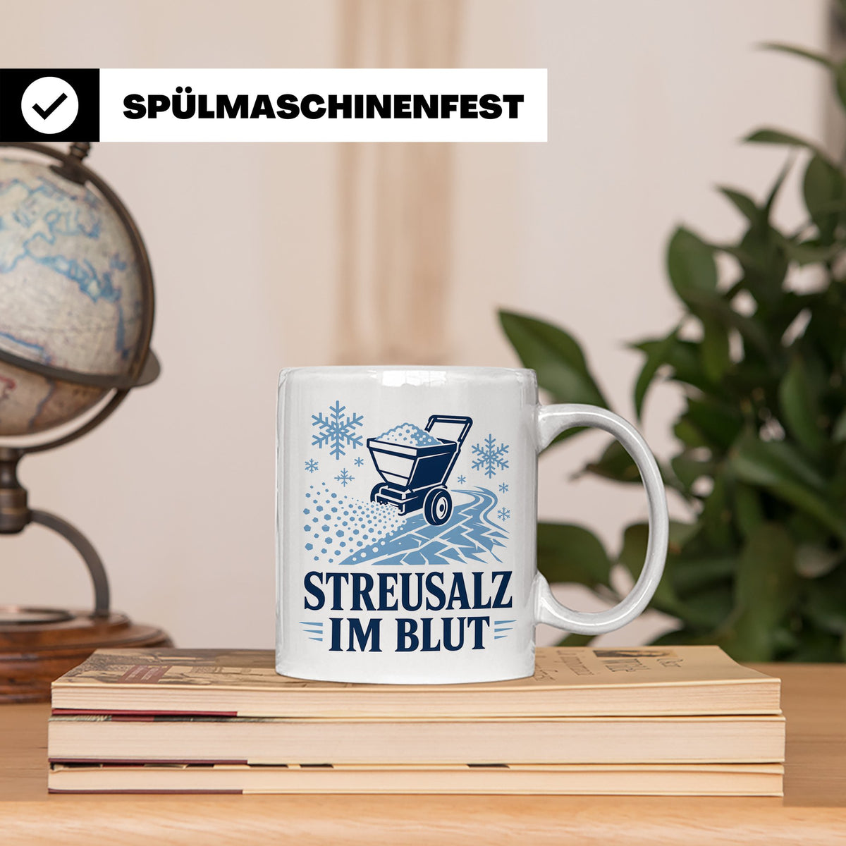 Winterdienst Tasse Streusalz im Blut - Lustiges Geschenk für – Weiß [farbe:weiß]