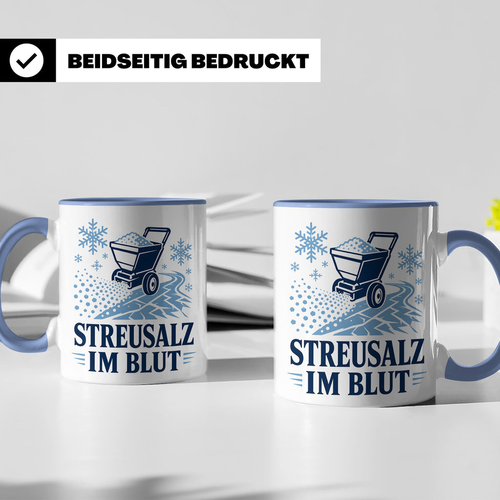 Winterdienst Tasse Streusalz im Blut - Lustiges Geschenk für – Blau [farbe:blau]