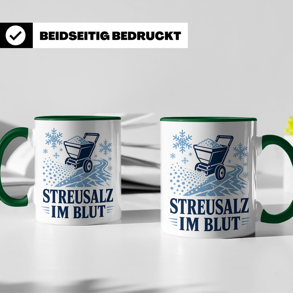 Winterdienst Tasse Streusalz im Blut - Lustiges Geschenk für – Grün [farbe:grün]