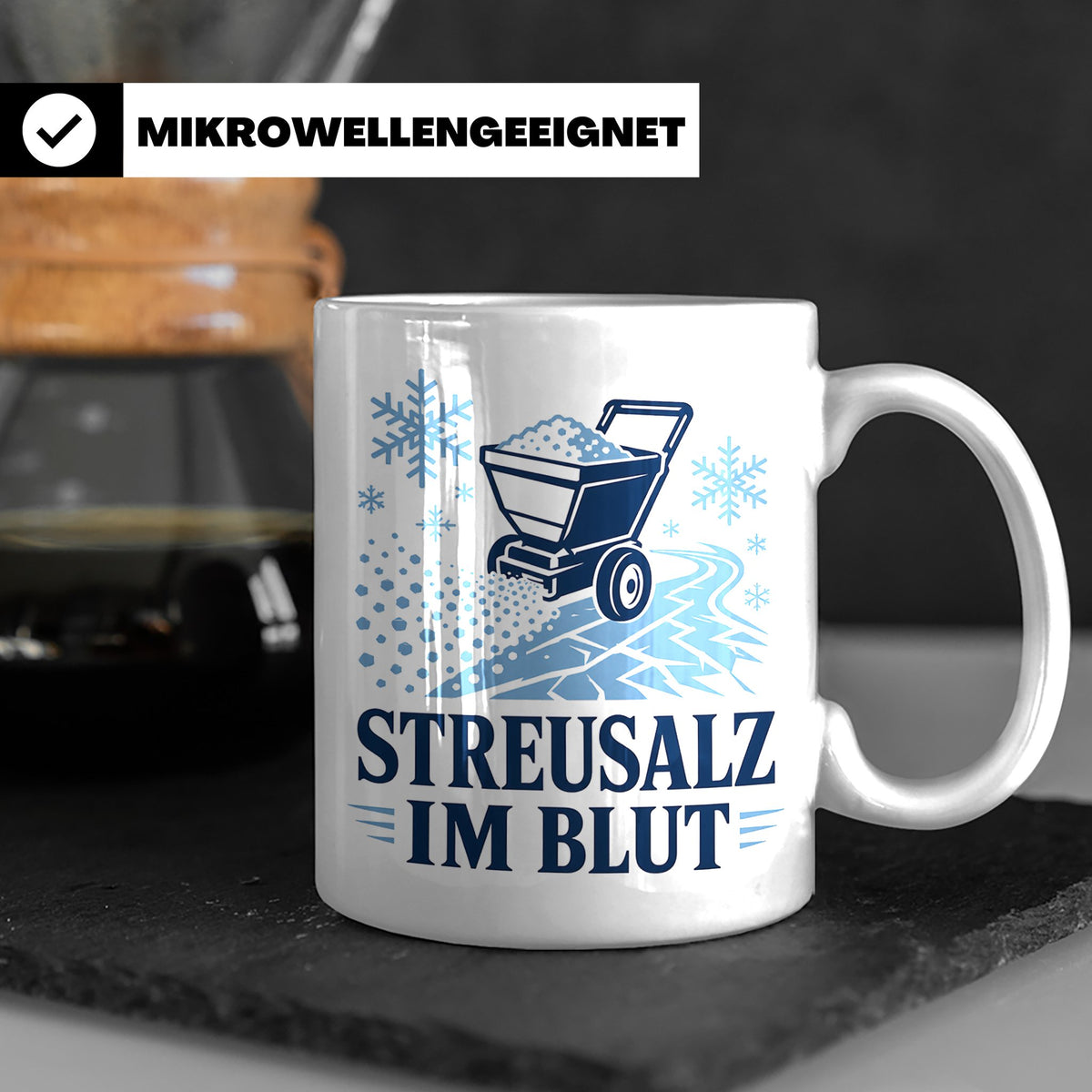 Winterdienst Tasse Streusalz im Blut - Lustiges Geschenk für – Weiß [farbe:weiß]