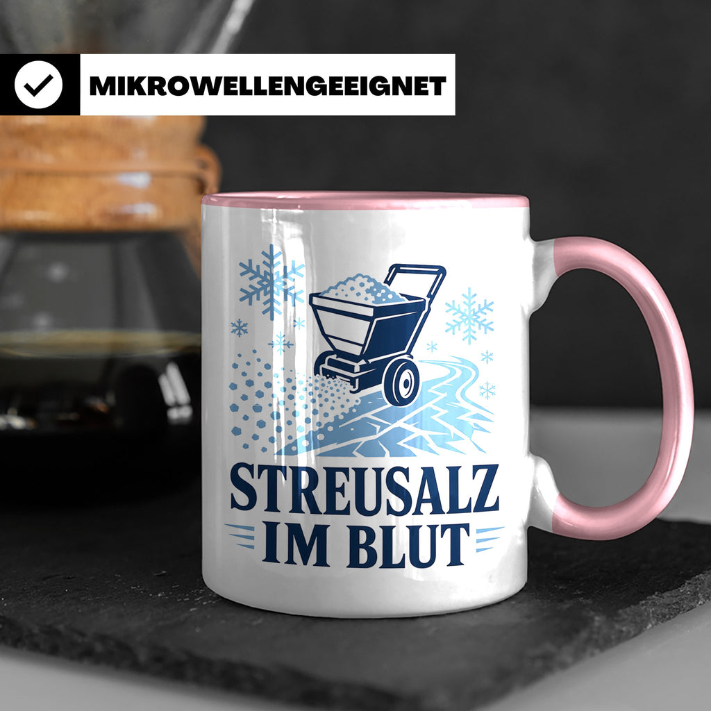 Winterdienst Tasse Streusalz im Blut - Lustiges Geschenk für – Rosa [farbe:rosa]
