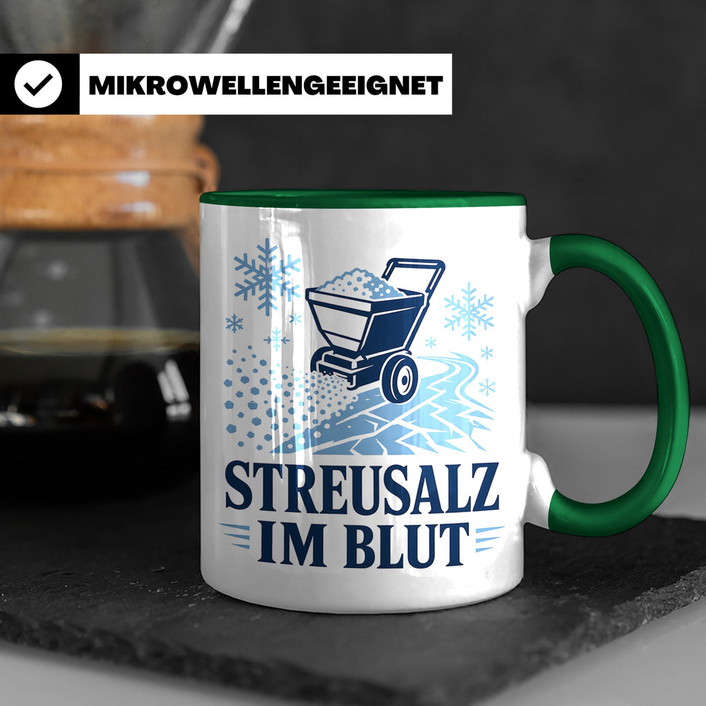 Winterdienst Tasse Streusalz im Blut - Lustiges Geschenk für – Grün [farbe:grün]