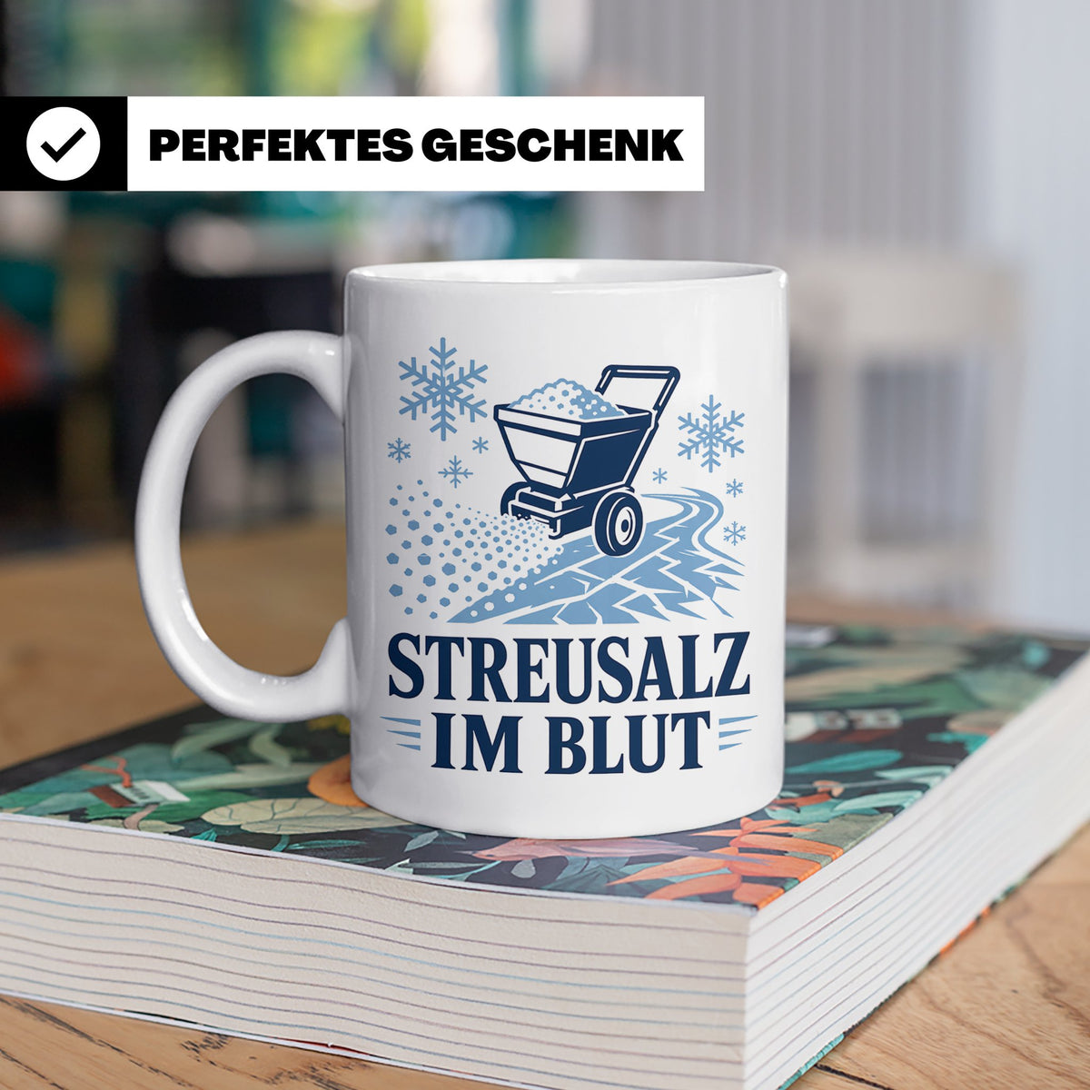 Winterdienst Tasse Streusalz im Blut - Lustiges Geschenk für – Weiß [farbe:weiß]
