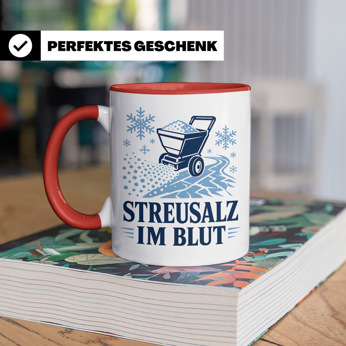 Winterdienst Tasse Streusalz im Blut - Lustiges Geschenk für – Rot [farbe:rot]