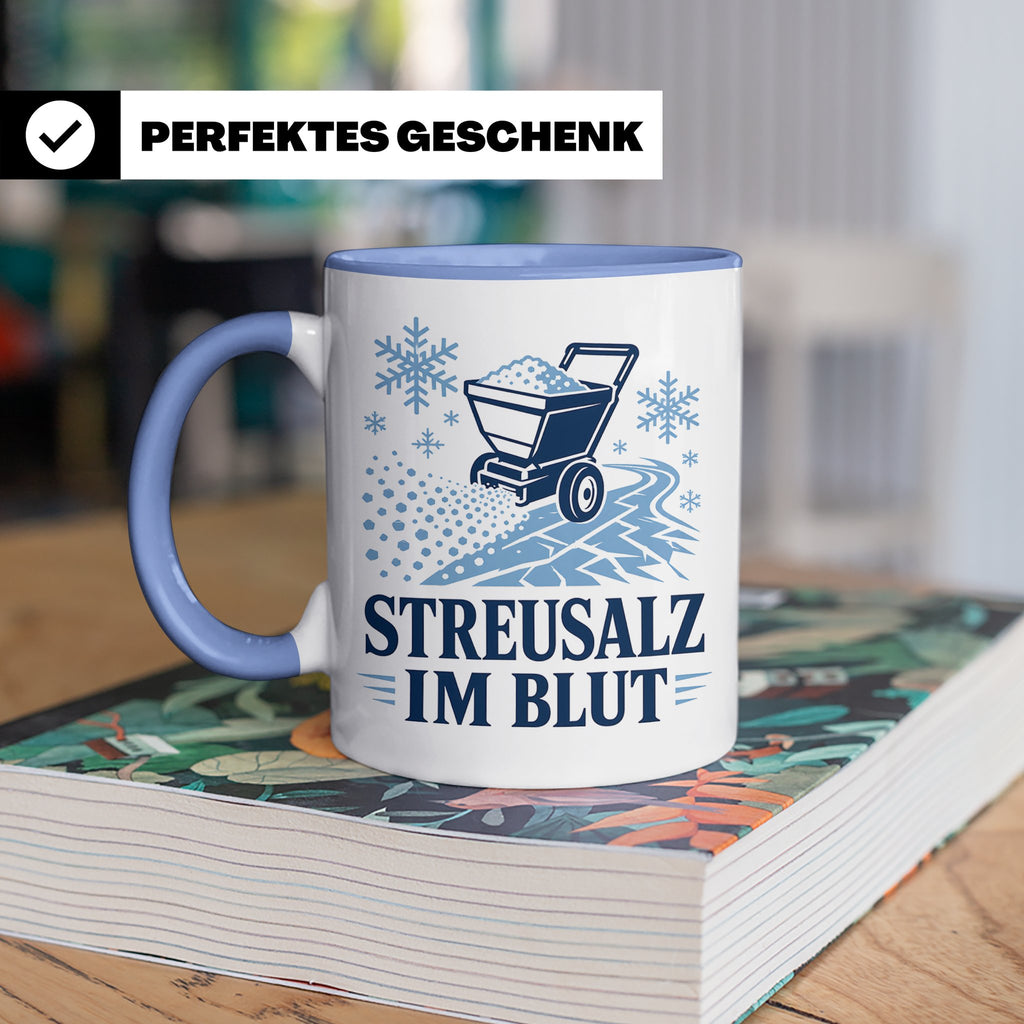 Winterdienst Tasse Streusalz im Blut - Lustiges Geschenk für – Blau [farbe:blau]