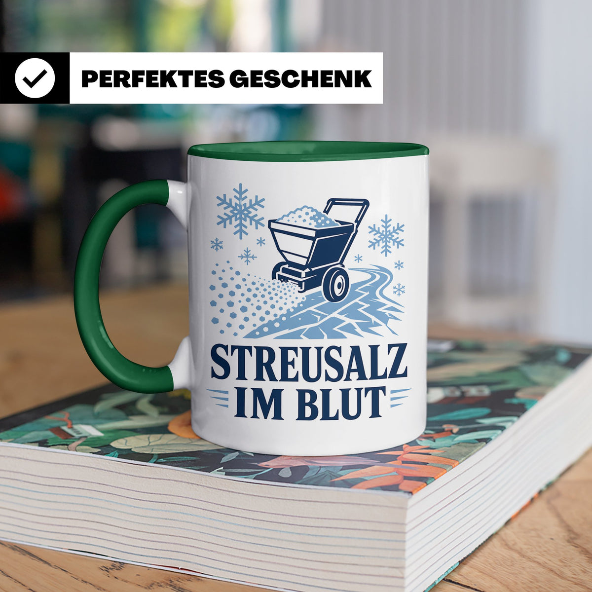 Winterdienst Tasse Streusalz im Blut - Lustiges Geschenk für – Grün [farbe:grün]