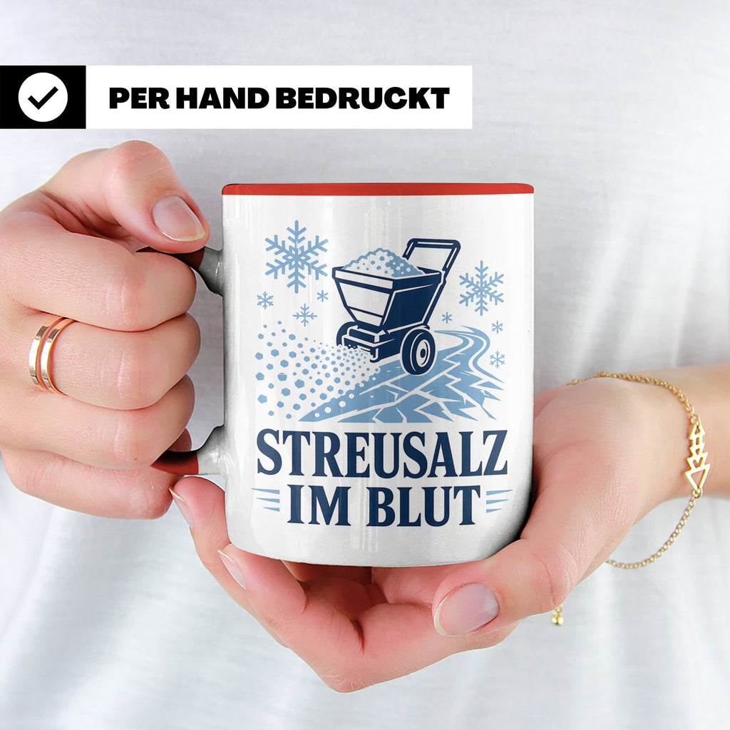 Winterdienst Tasse Streusalz im Blut - Lustiges Geschenk für – Rot [farbe:rot]
