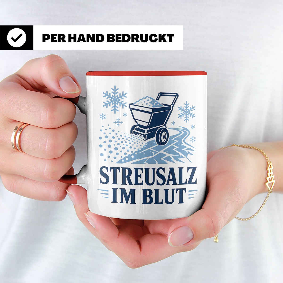 Winterdienst Tasse Streusalz im Blut - Lustiges Geschenk für – Rot [farbe:rot]