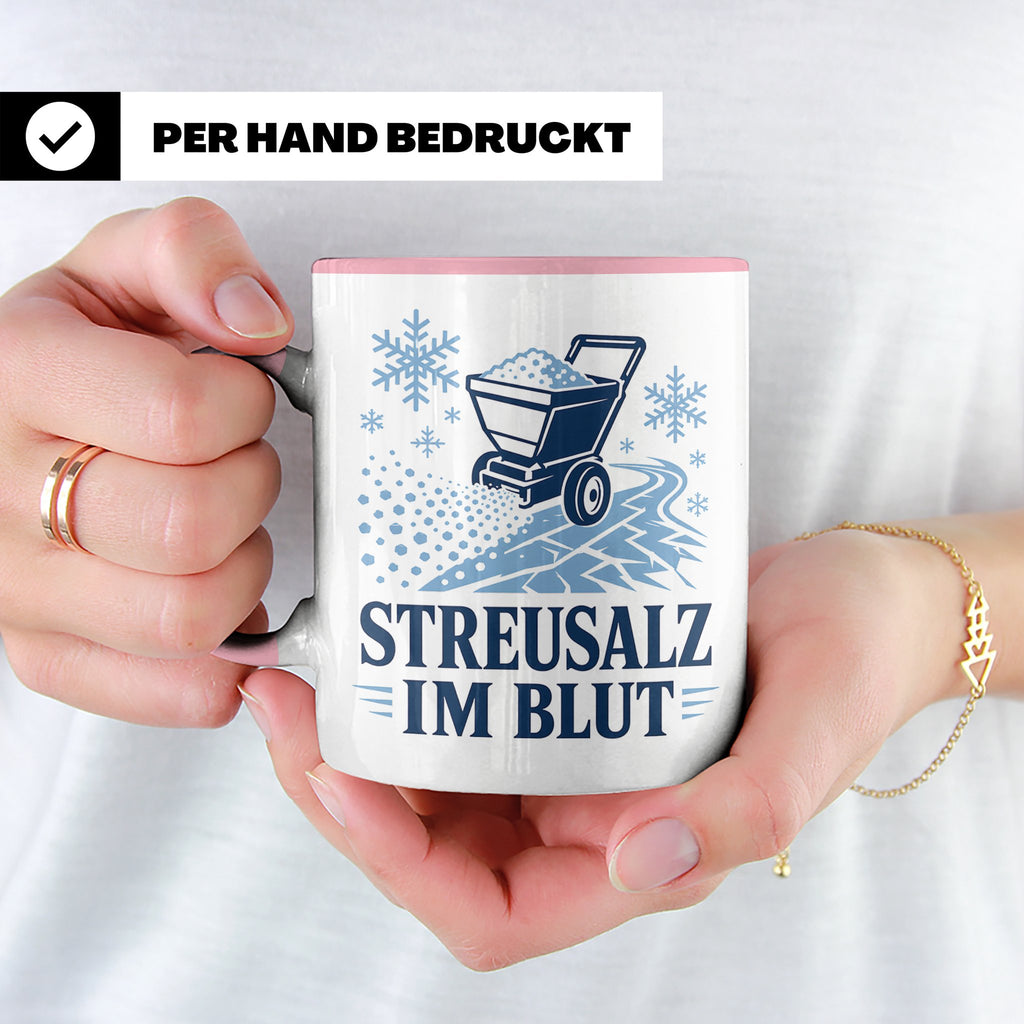 Winterdienst Tasse Streusalz im Blut - Lustiges Geschenk für – Rosa [farbe:rosa]