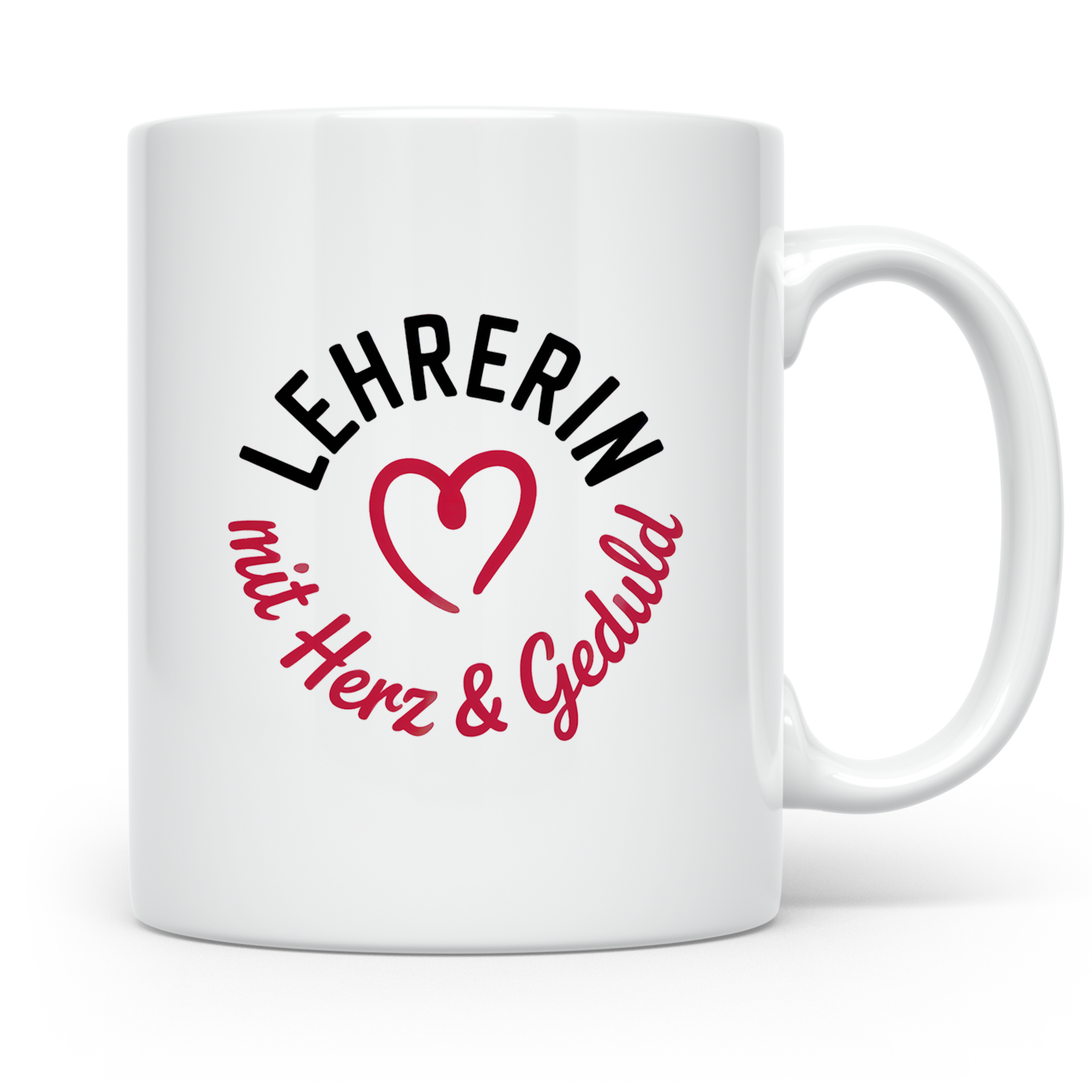 Lehrerin Tasse mit Herz & Geduld - Geschenkidee zum Geburtstag, Weihnachten für Pädagogen, Erzieherinnen, Grundschullehrerinnen