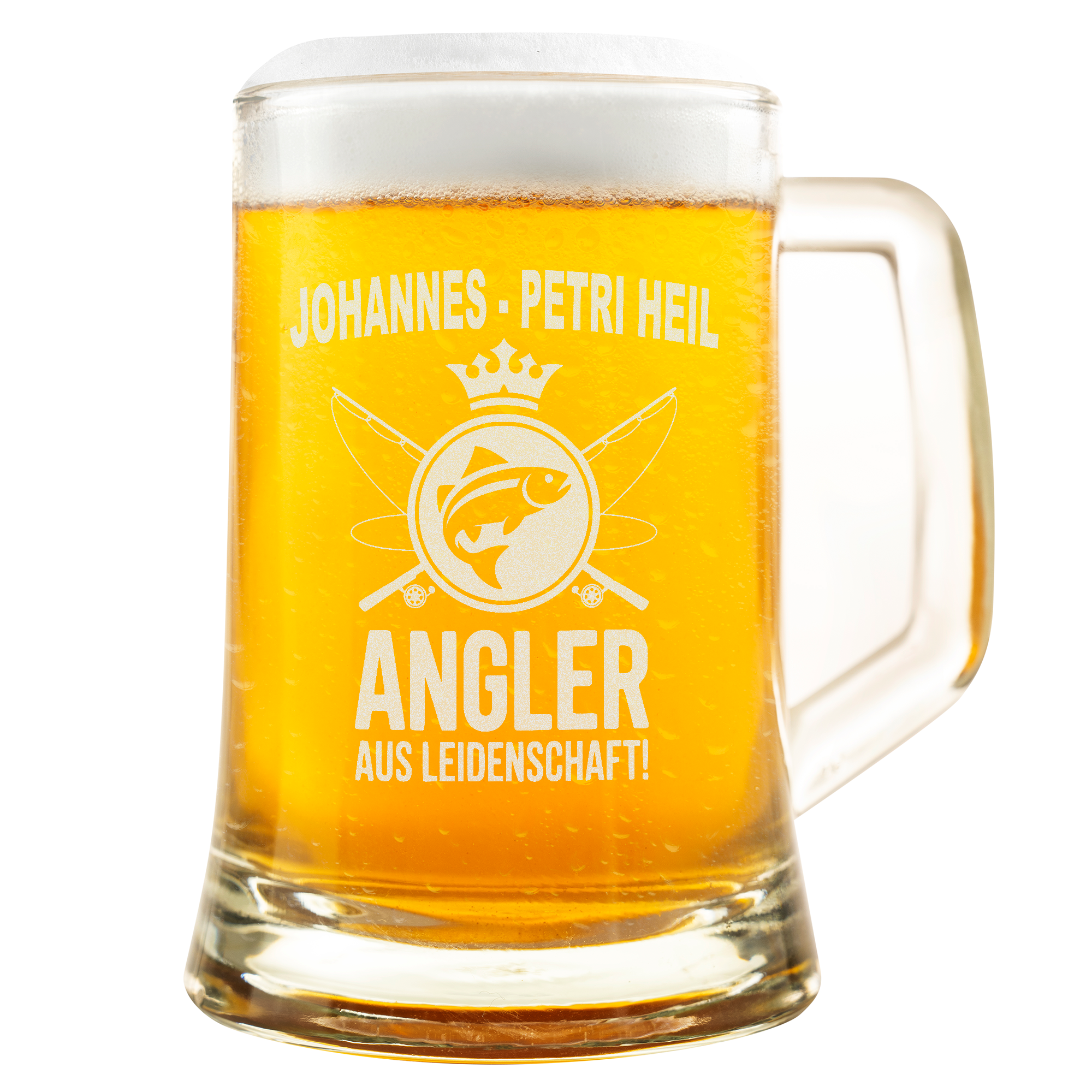 Bierkrug Angler Petri Heil Geschenk für Männer Angeln Hobby personalisiert Angelgeschenk Vatertag