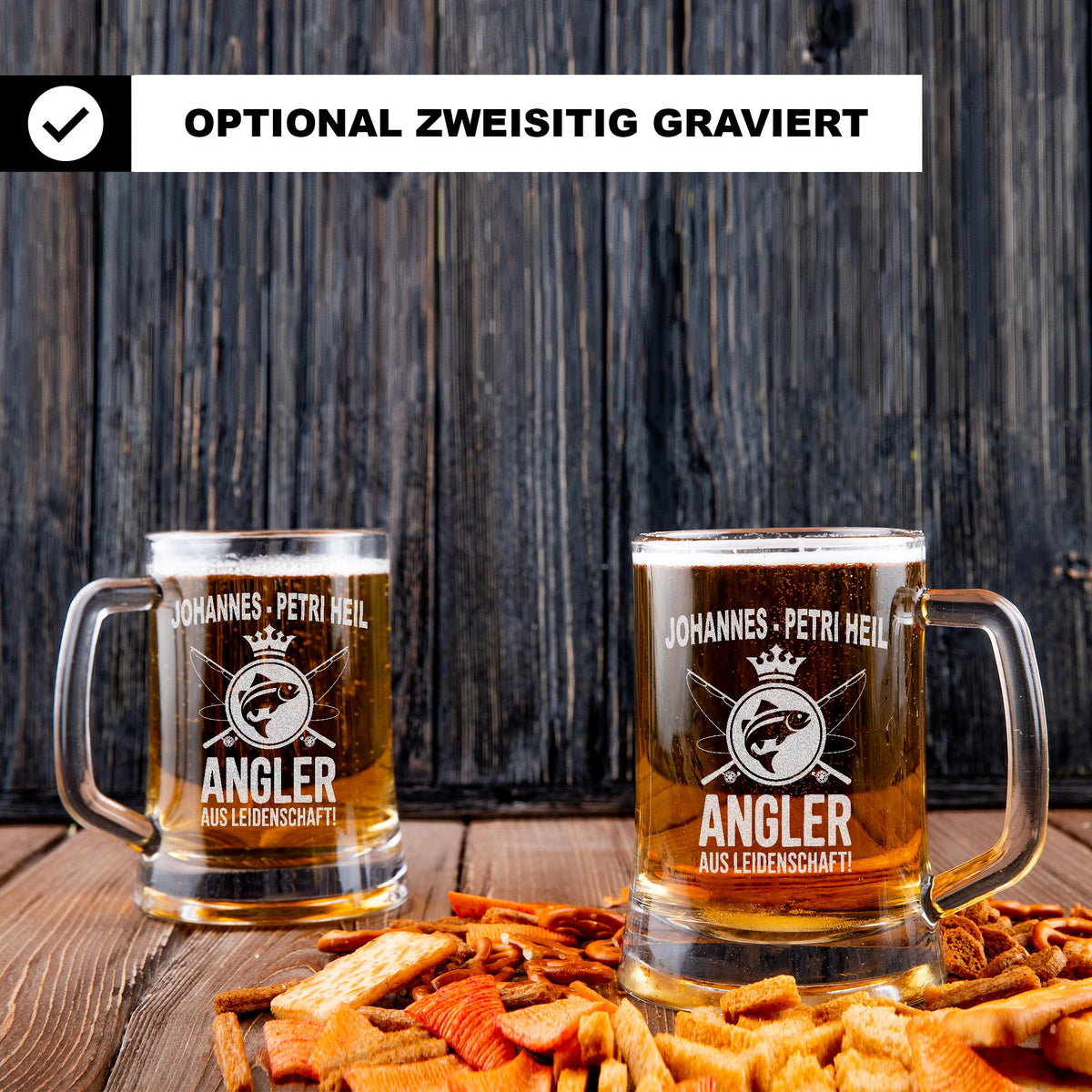 Bierkrug Angler Petri Heil Geschenk für Männer Angeln Hobby personalisiert Angelgeschenk Vatertag