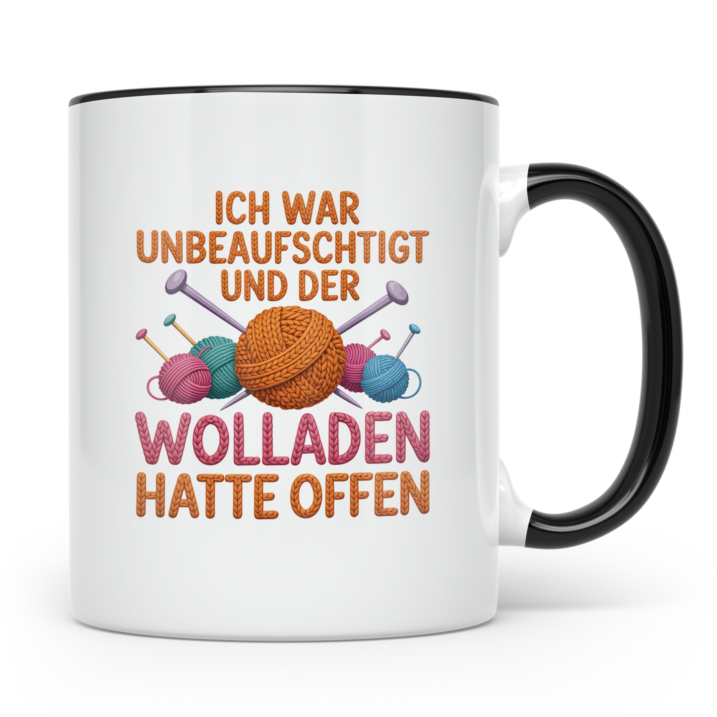 Stricken Häkeln Tasse - Ich war unbeaufsichtigt Wolladen off – Schwarz [farbe:schwarz]