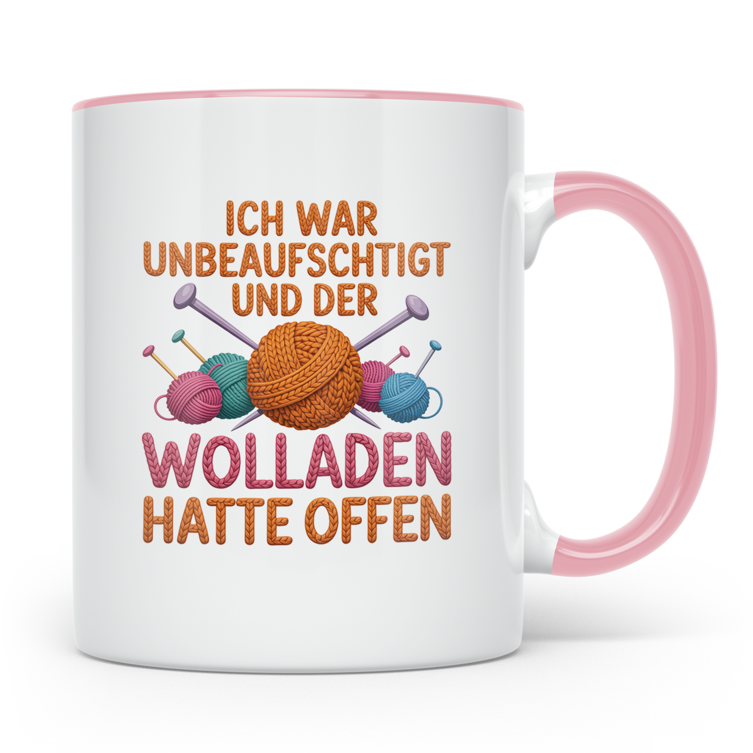 Stricken Häkeln Tasse - Ich war unbeaufsichtigt Wolladen off – Rosa [farbe:rosa]