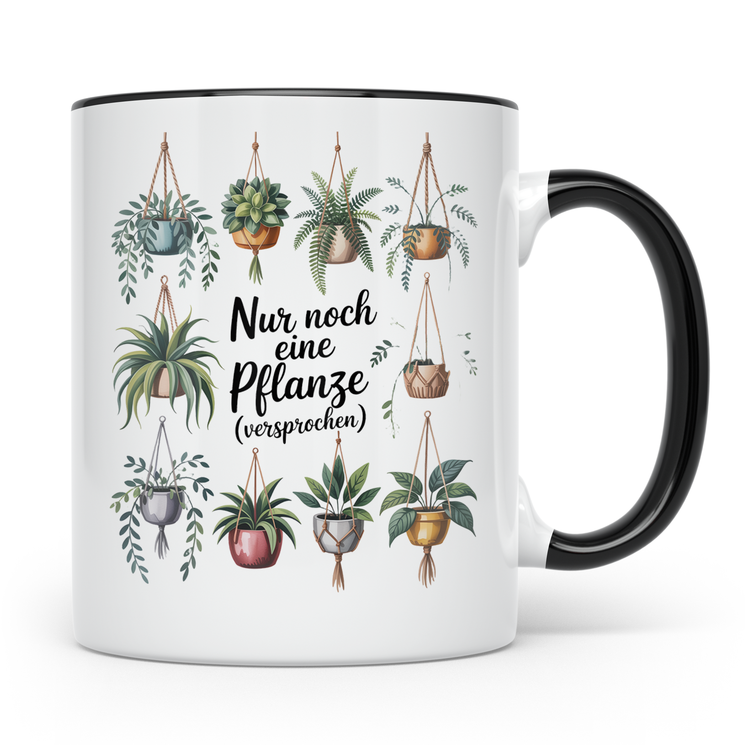 Pflanzen Kaffeetasse Hängepflanzen Deko Geschenkidee für Zim – Schwarz [farbe:schwarz]