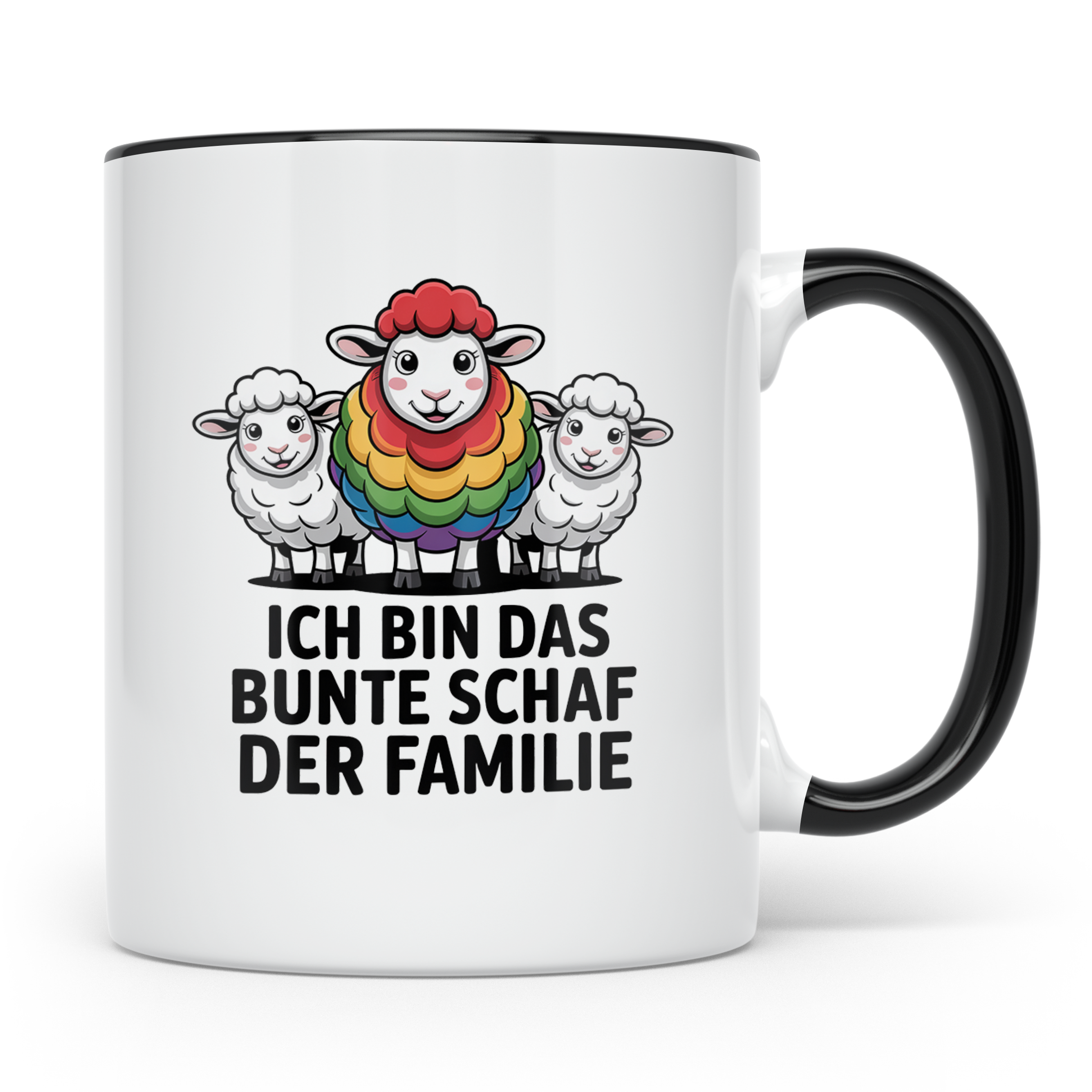 Buntes Schaf Tasse Ich bin das bunte Schaf der Familie LGBTQ – Schwarz [farbe:schwarz]
