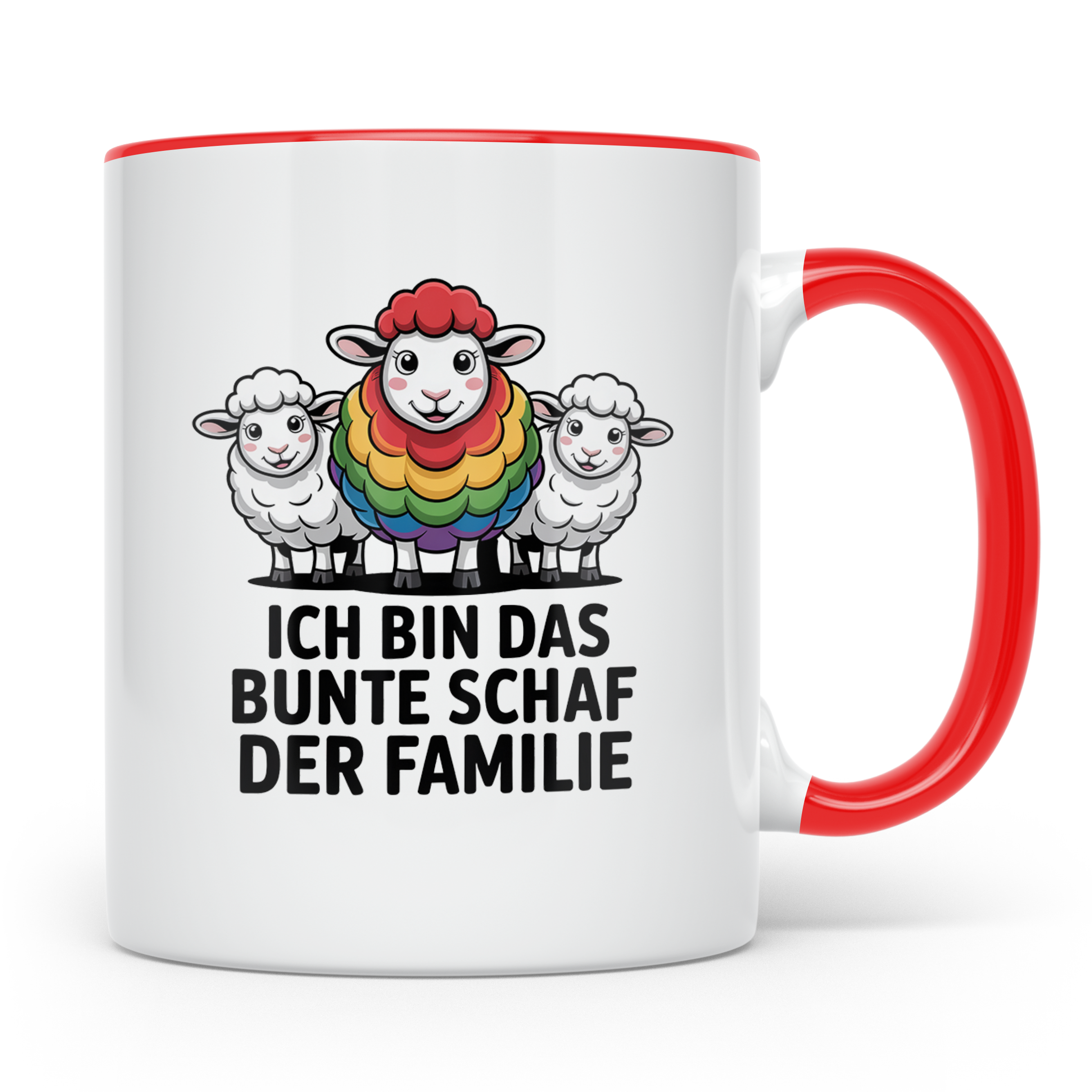 Buntes Schaf Tasse Ich bin das bunte Schaf der Familie LGBTQ – Rot [farbe:rot]