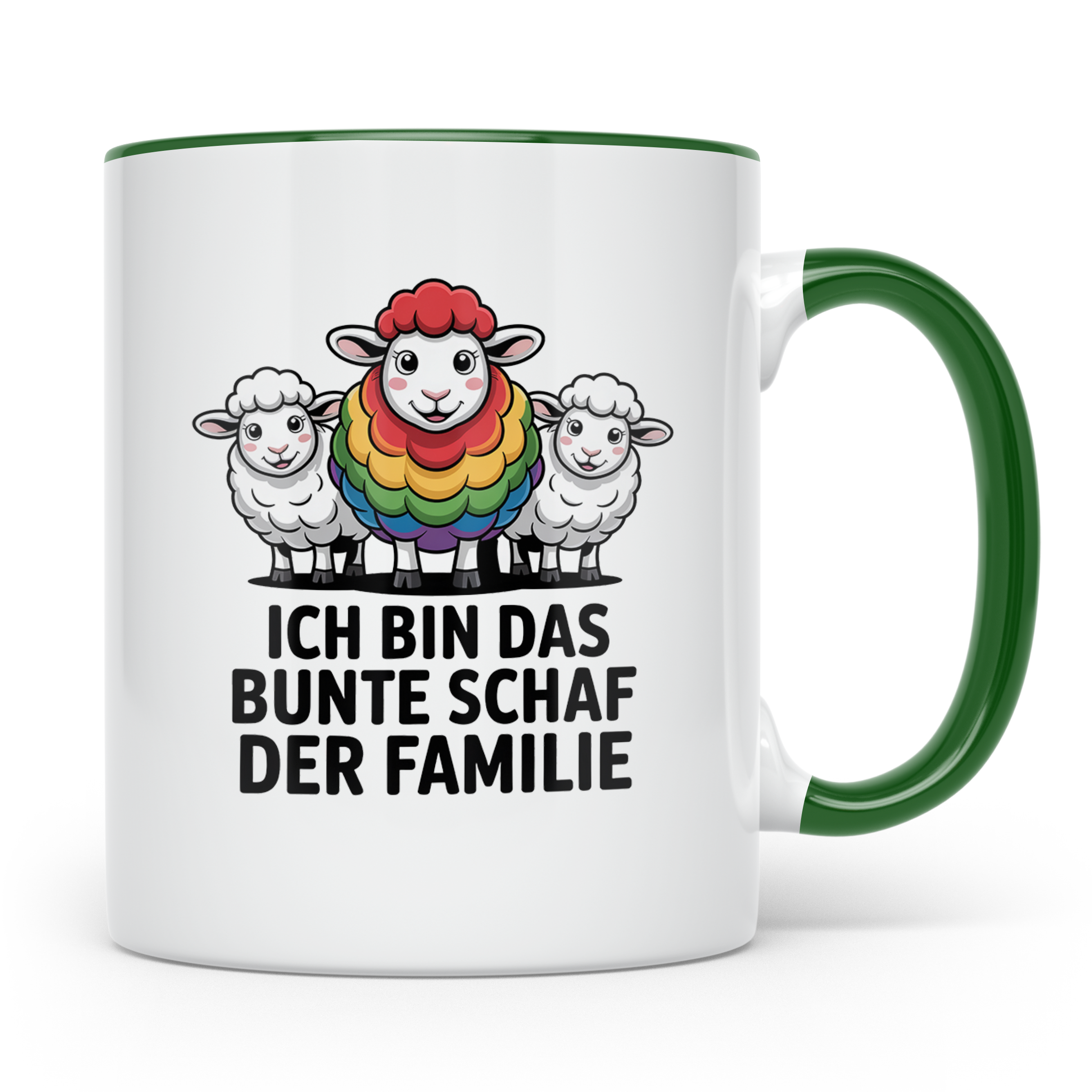 Buntes Schaf Tasse Ich bin das bunte Schaf der Familie LGBTQ – Grün [farbe:grün]