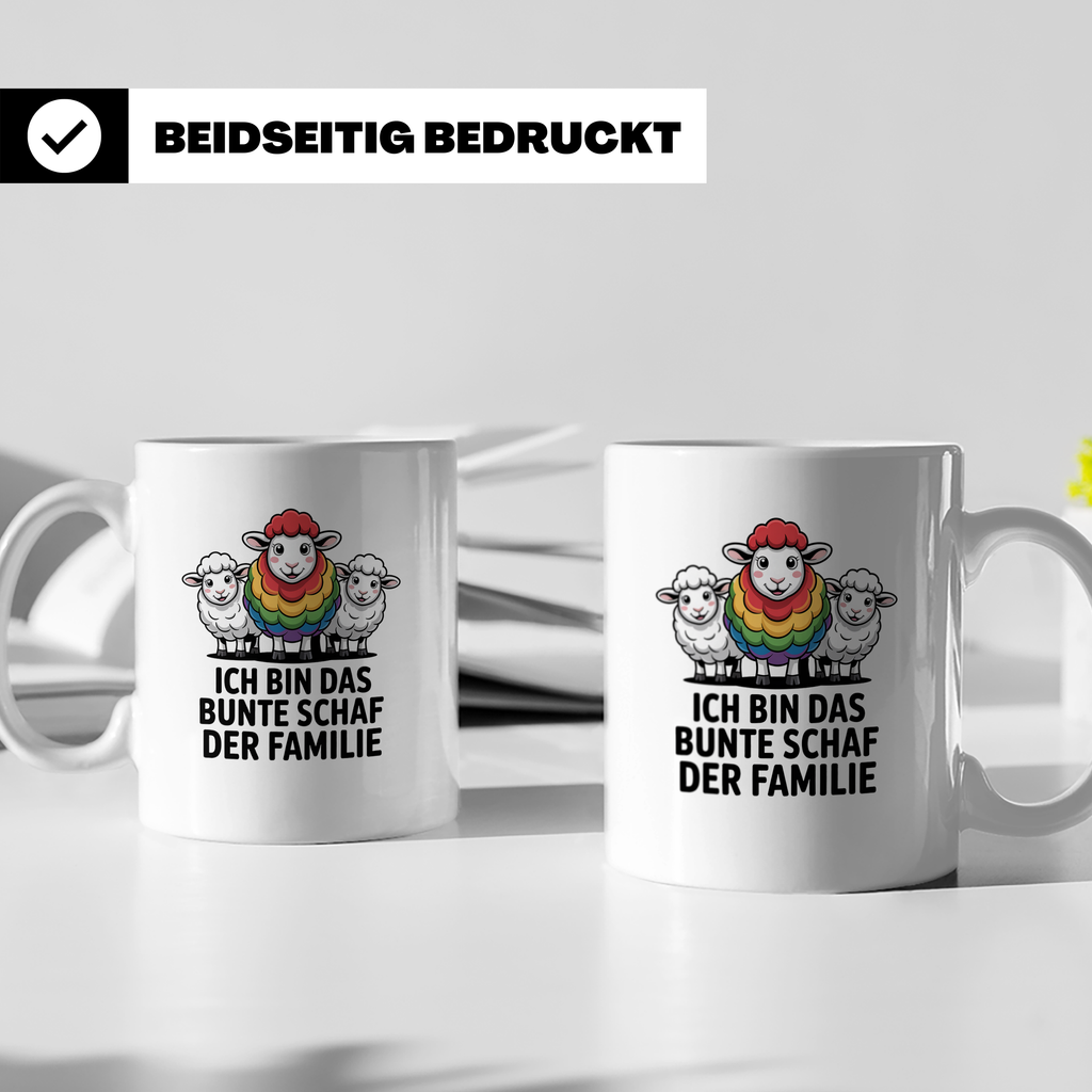 Buntes Schaf Tasse Ich bin das bunte Schaf der Familie LGBTQ – Weiß [farbe:weiß]