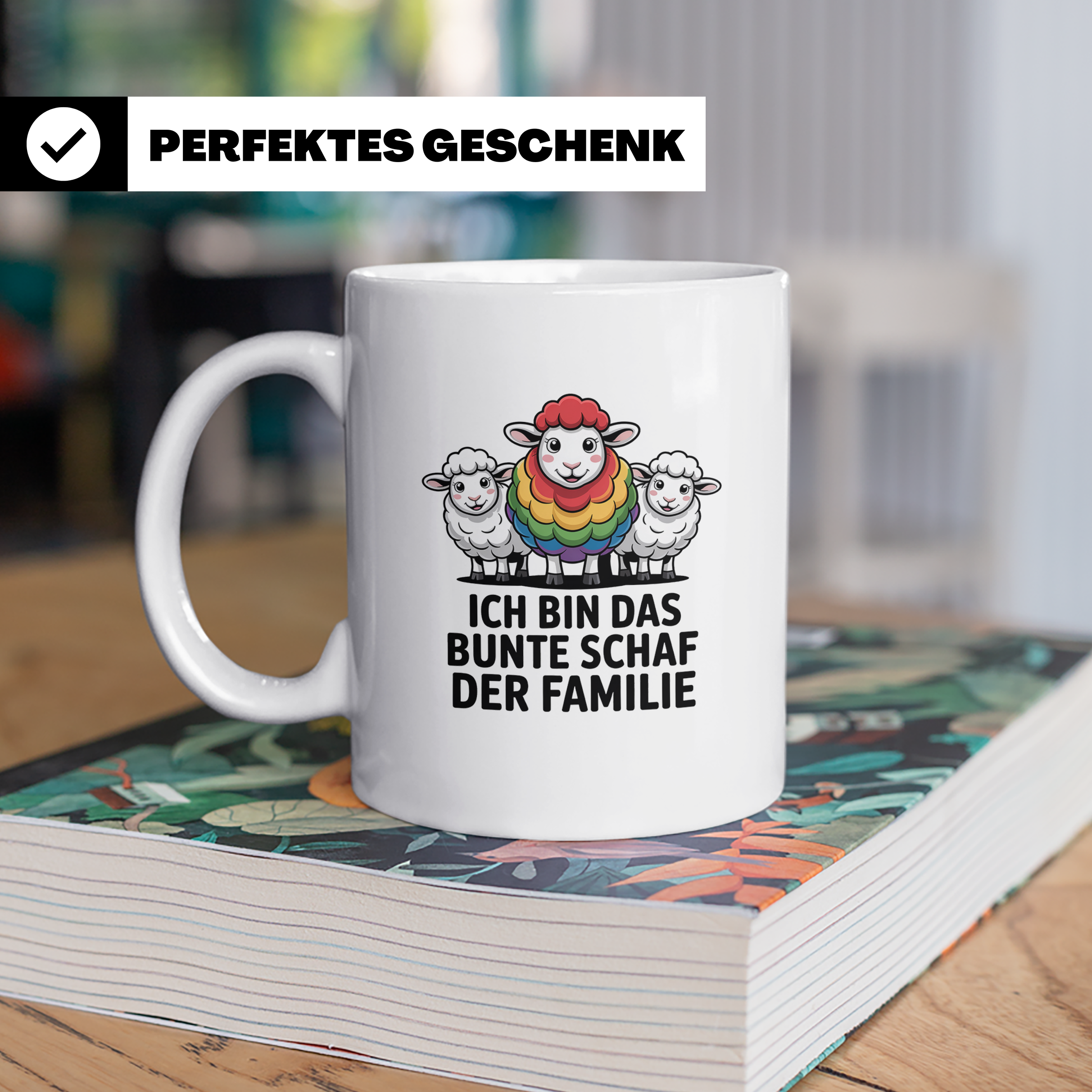 Buntes Schaf Tasse Ich bin das bunte Schaf der Familie LGBTQ – Weiß [farbe:weiß]