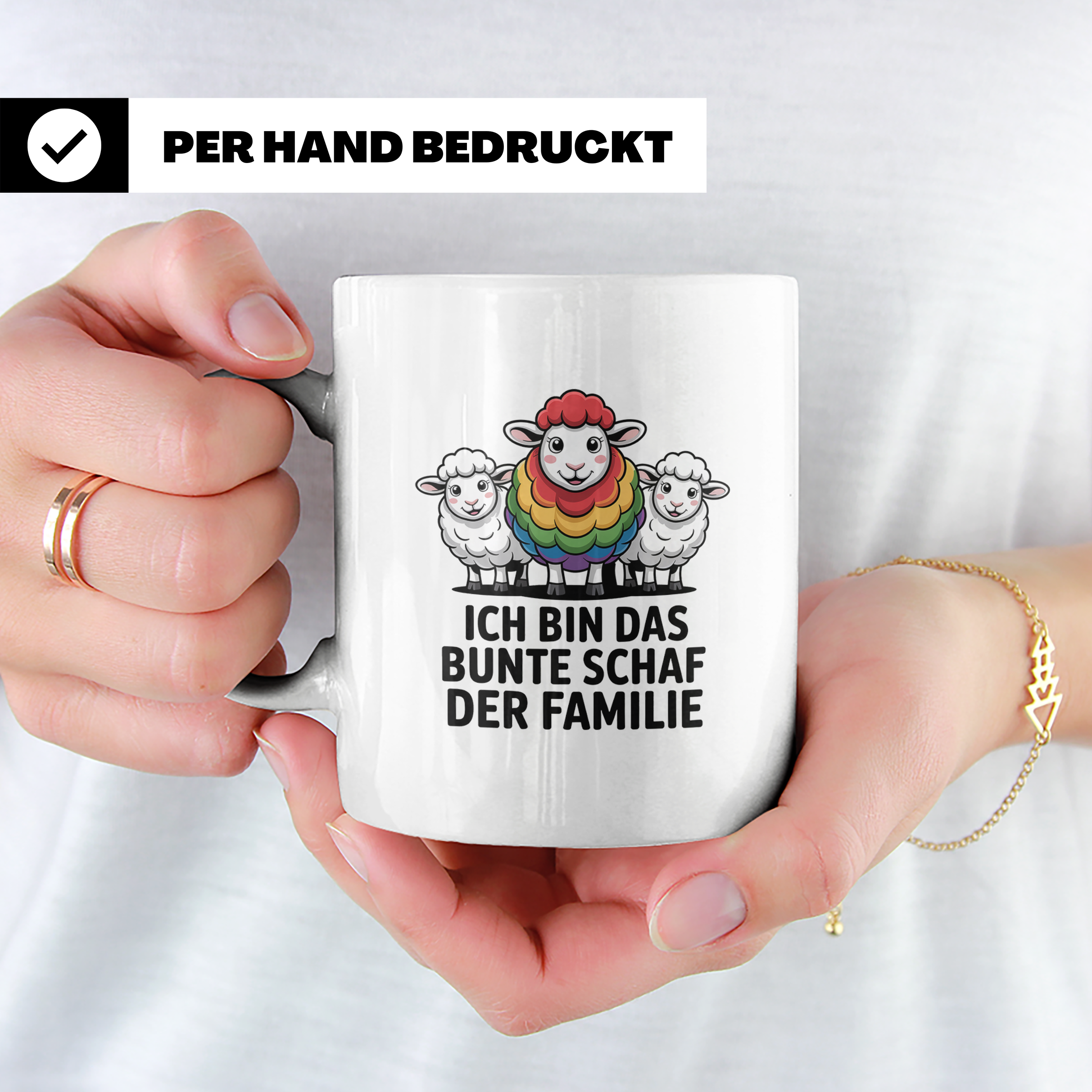 Buntes Schaf Tasse Ich bin das bunte Schaf der Familie LGBTQ – Weiß [farbe:weiß]
