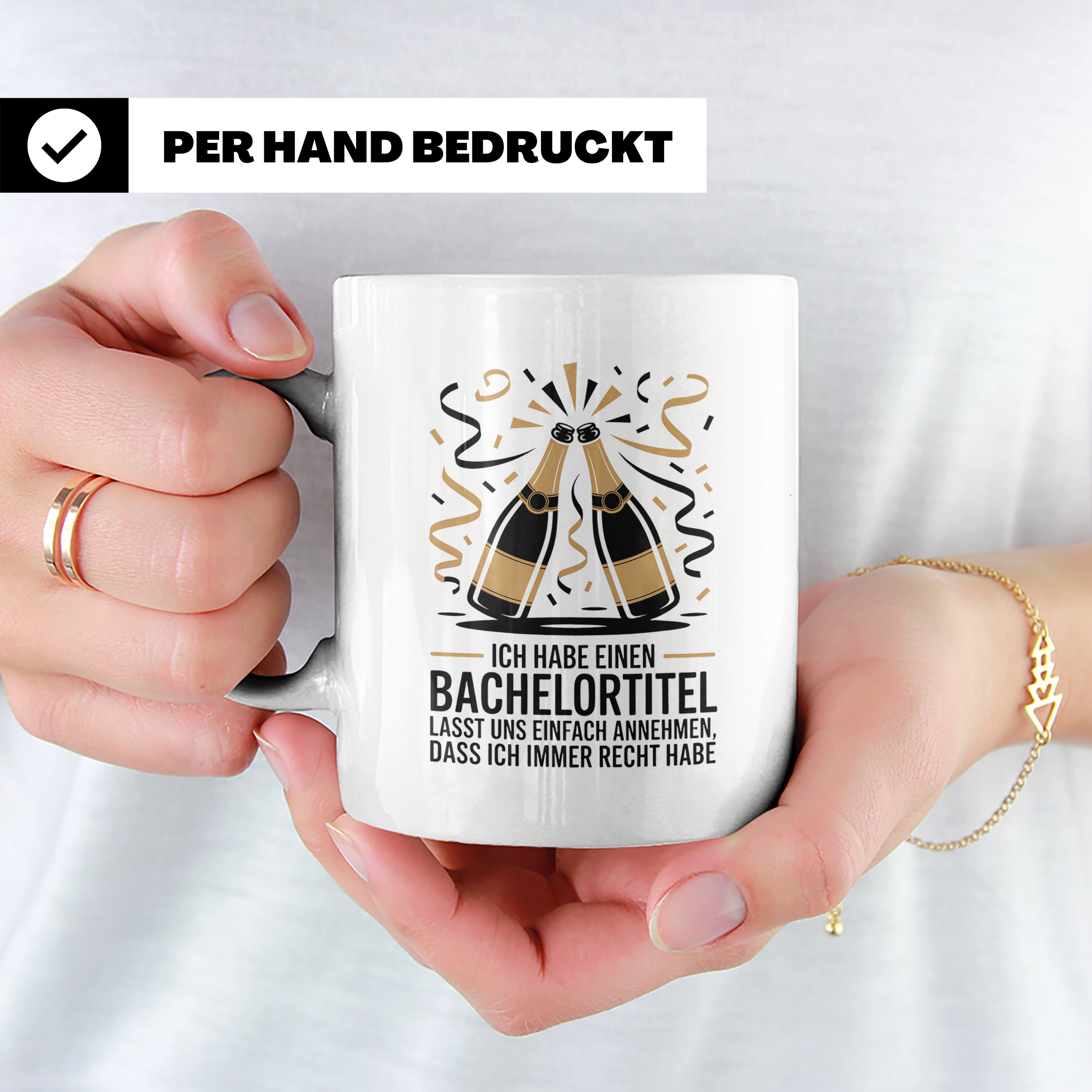 Bachelor Studium Abschluss Tasse - Ich habe einen Bachelorti – Weiß [farbe:weiß]