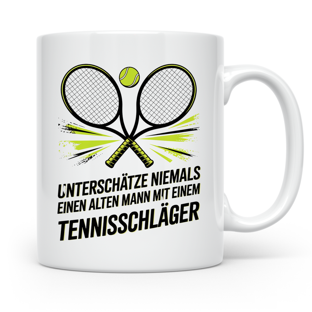 Tennis Tasse Alter Mann Tennisschläger Spruch Unterschätze N – Weiß [farbe:weiß]