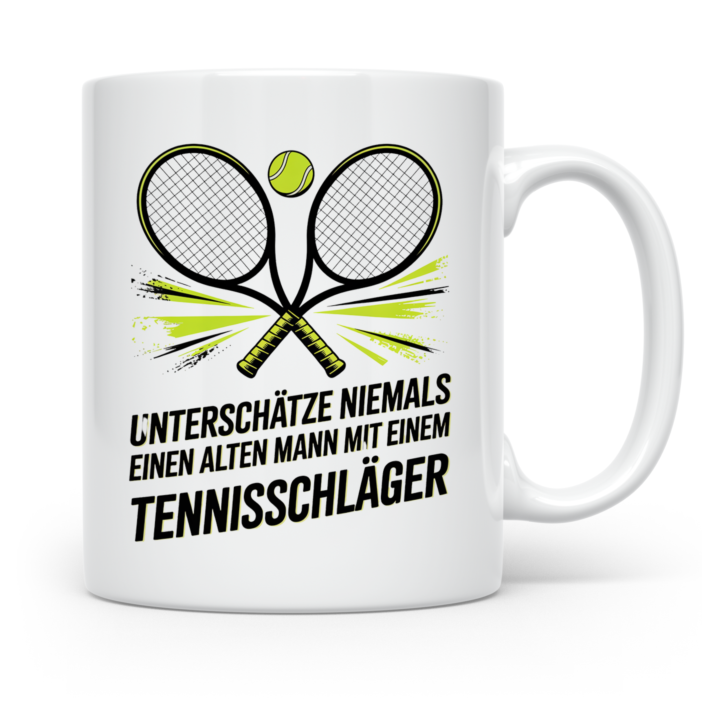 Tennis Tasse Alter Mann Tennisschläger Spruch Unterschätze N – Weiß [farbe:weiß]