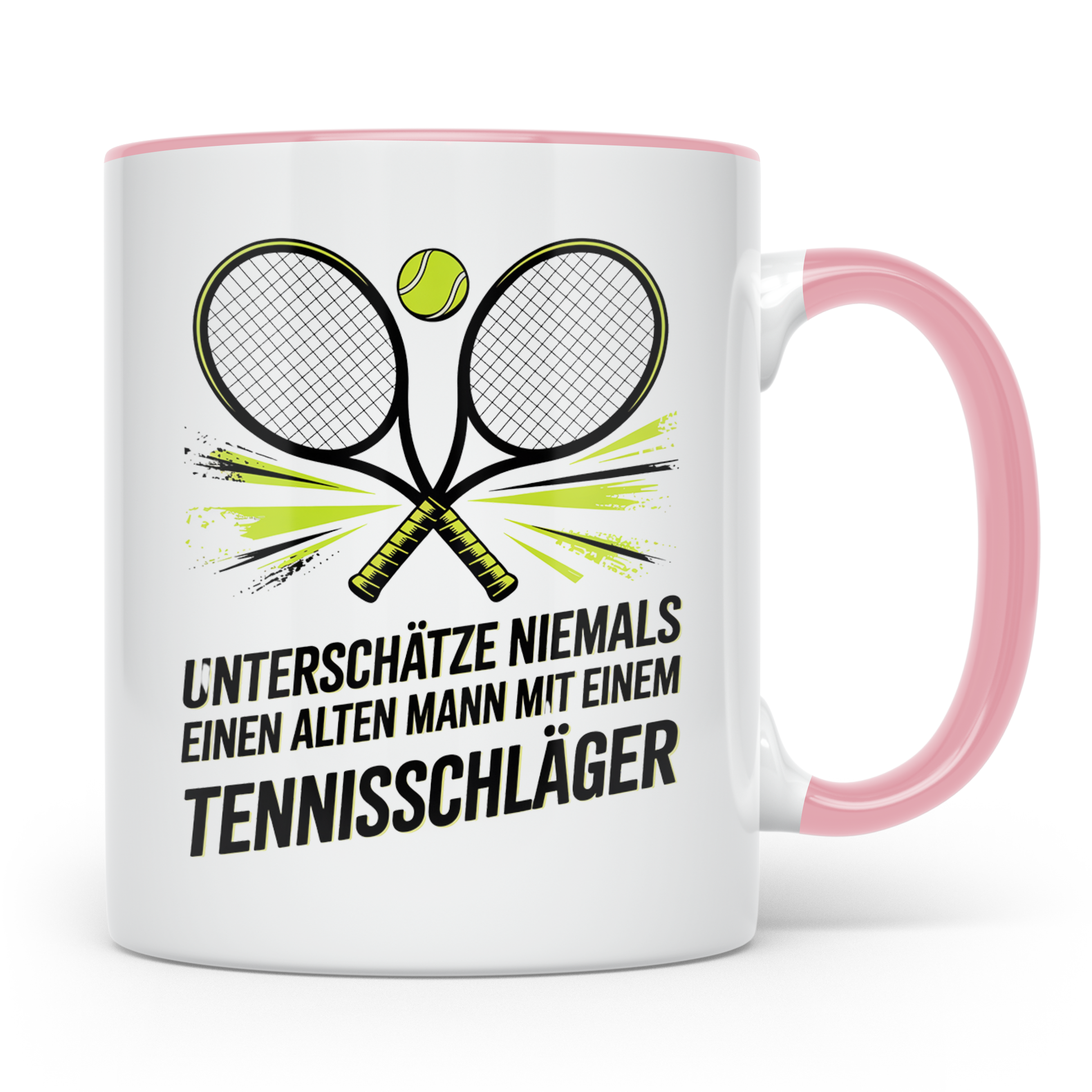 Tennis Tasse Alter Mann Tennisschläger Spruch Unterschätze N – Rosa [farbe:rosa]