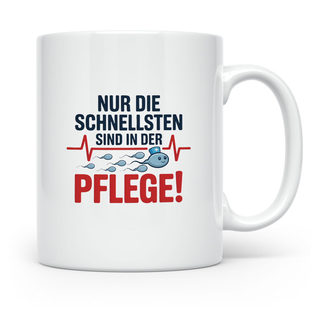 Pflege Kaffeetasse Nur die Schnellsten in der Pflege! Gesche – Weiß [farbe:weiß]