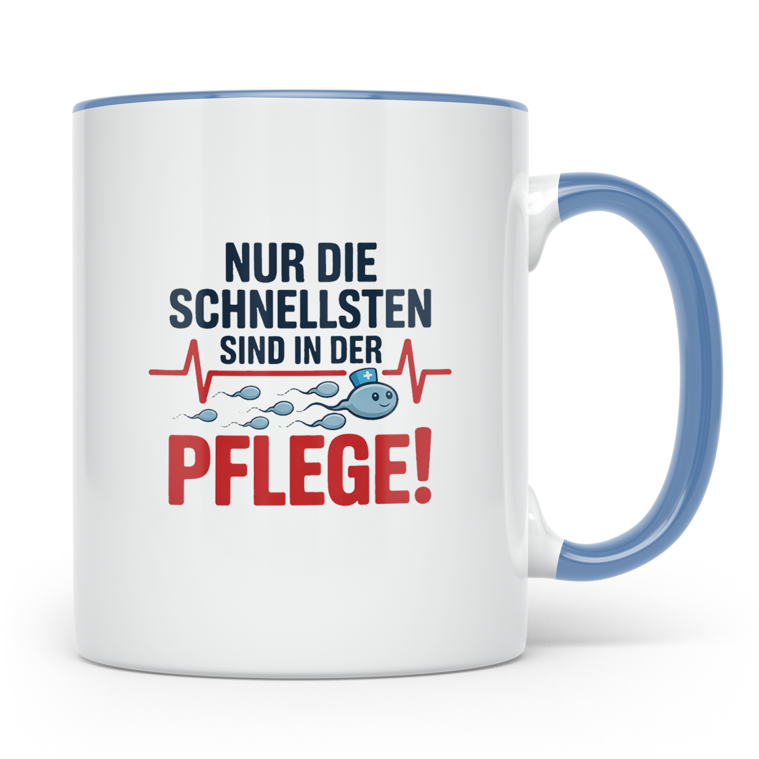 Pflege Kaffeetasse Nur die Schnellsten in der Pflege! Gesche – Blau [farbe:blau]