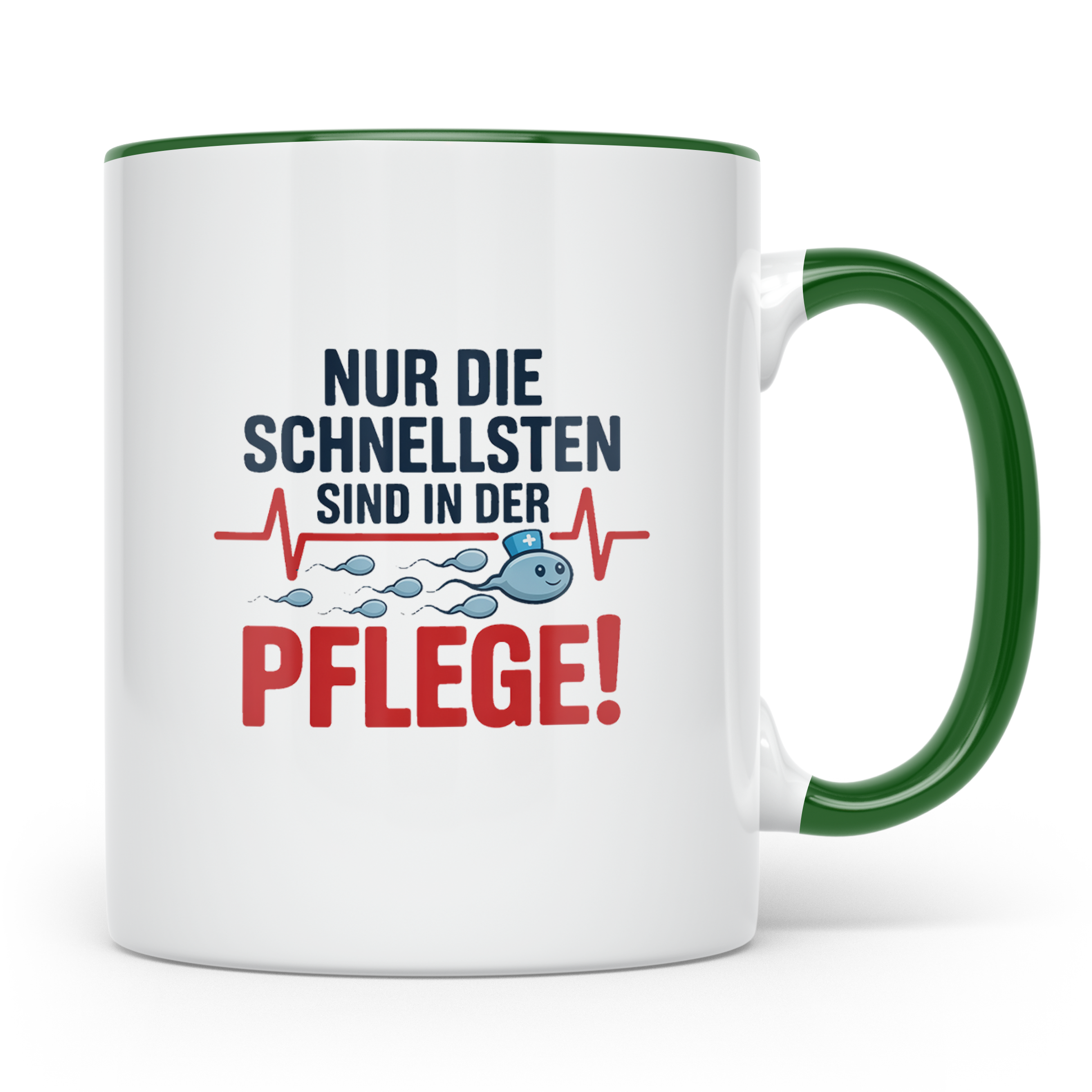 Pflege Kaffeetasse Nur die Schnellsten in der Pflege! Gesche – Grün [farbe:grün]