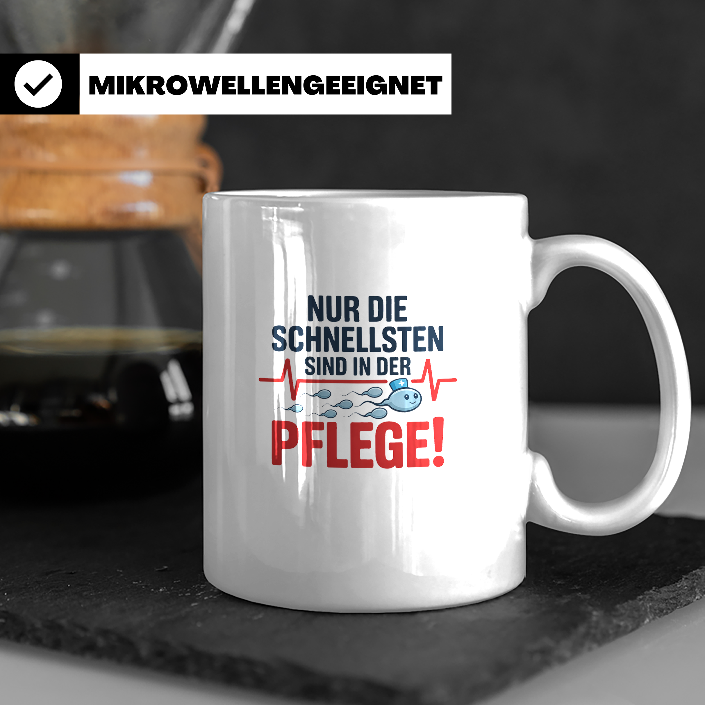 Pflege Kaffeetasse Nur die Schnellsten in der Pflege! Gesche – Weiß [farbe:weiß]